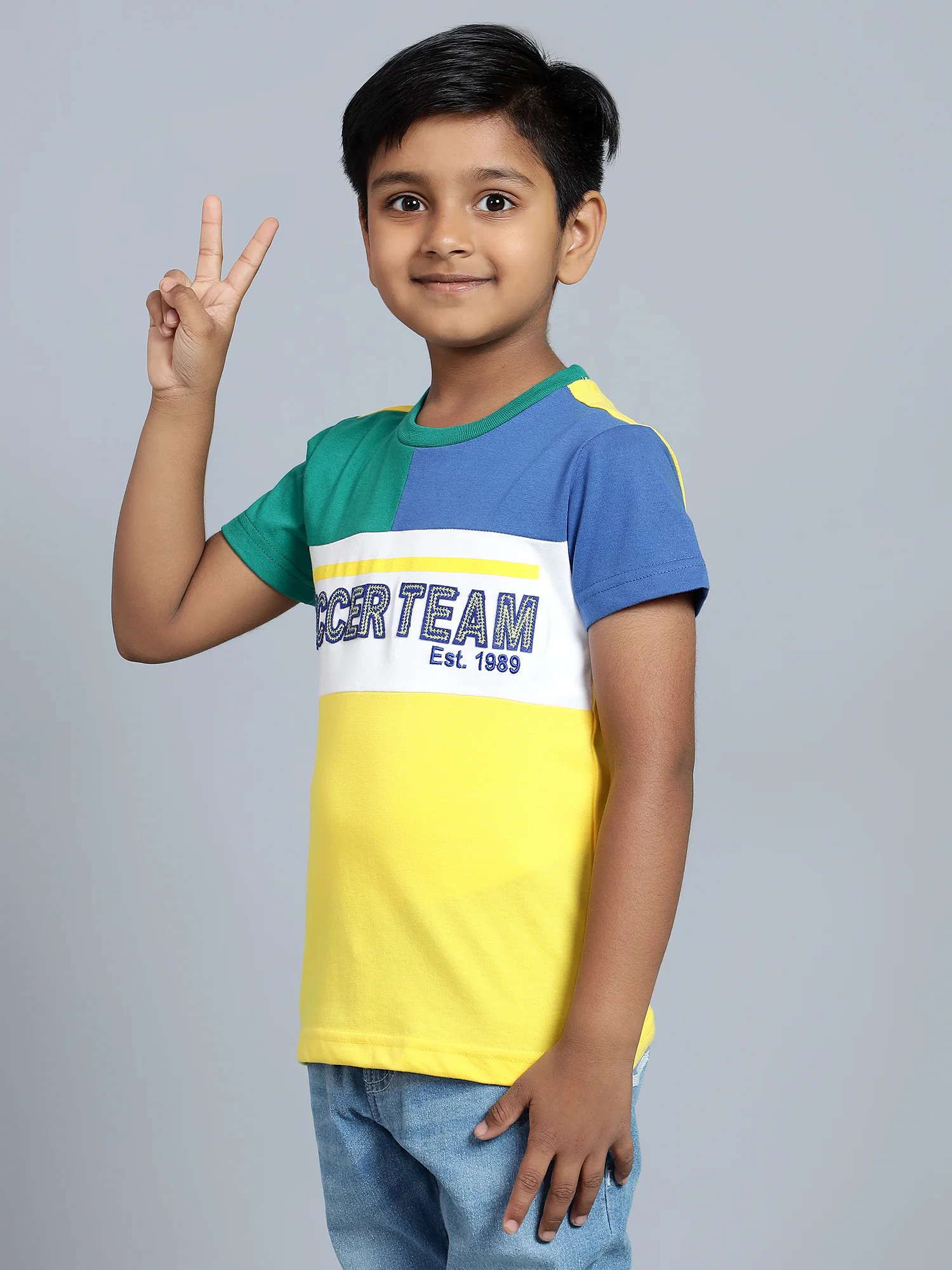 Boys Casual Yellow Half Sleeve  T-Shirt - Image 4