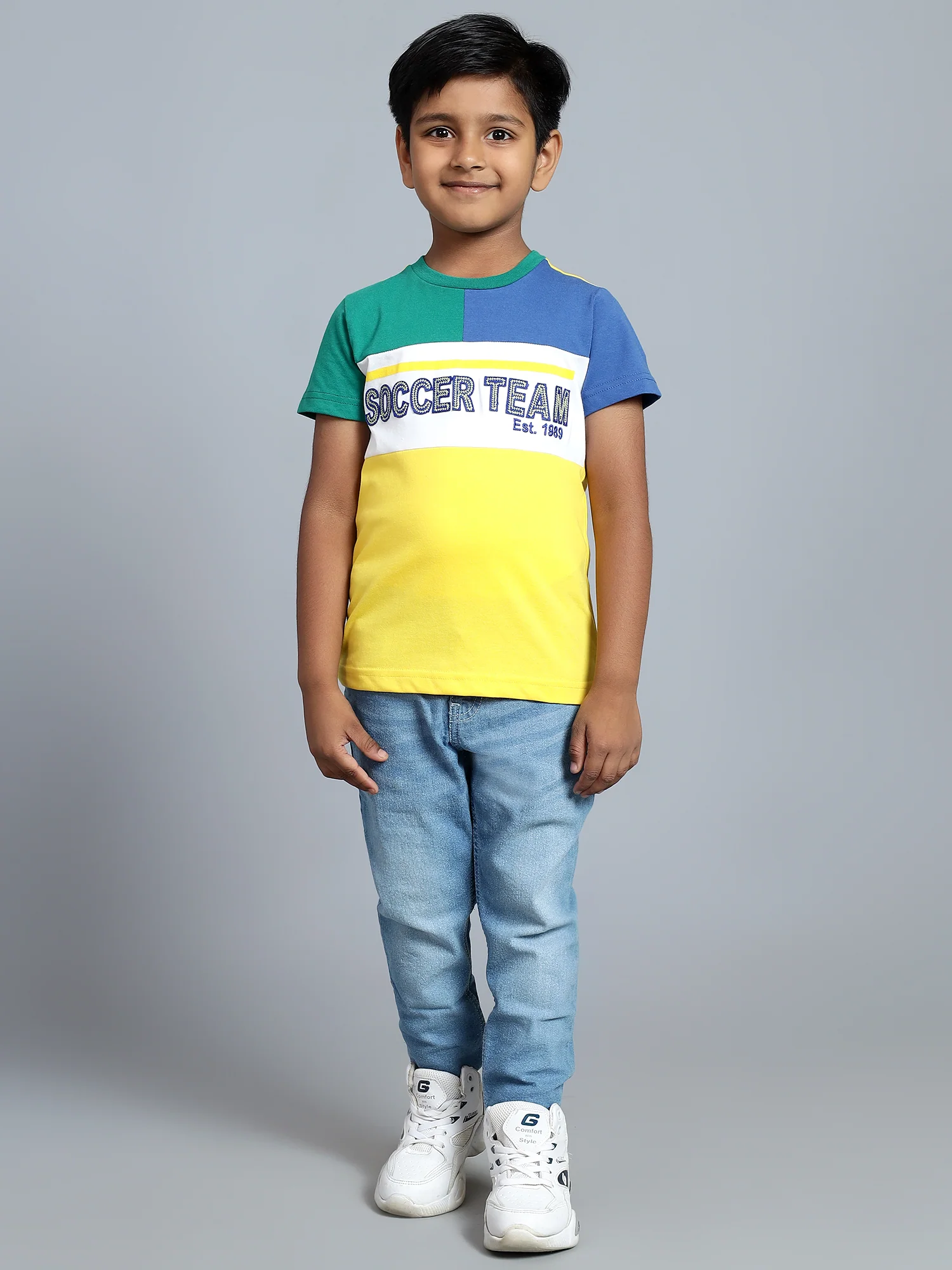 Boys Casual Yellow Half Sleeve  T-Shirt - Image 6