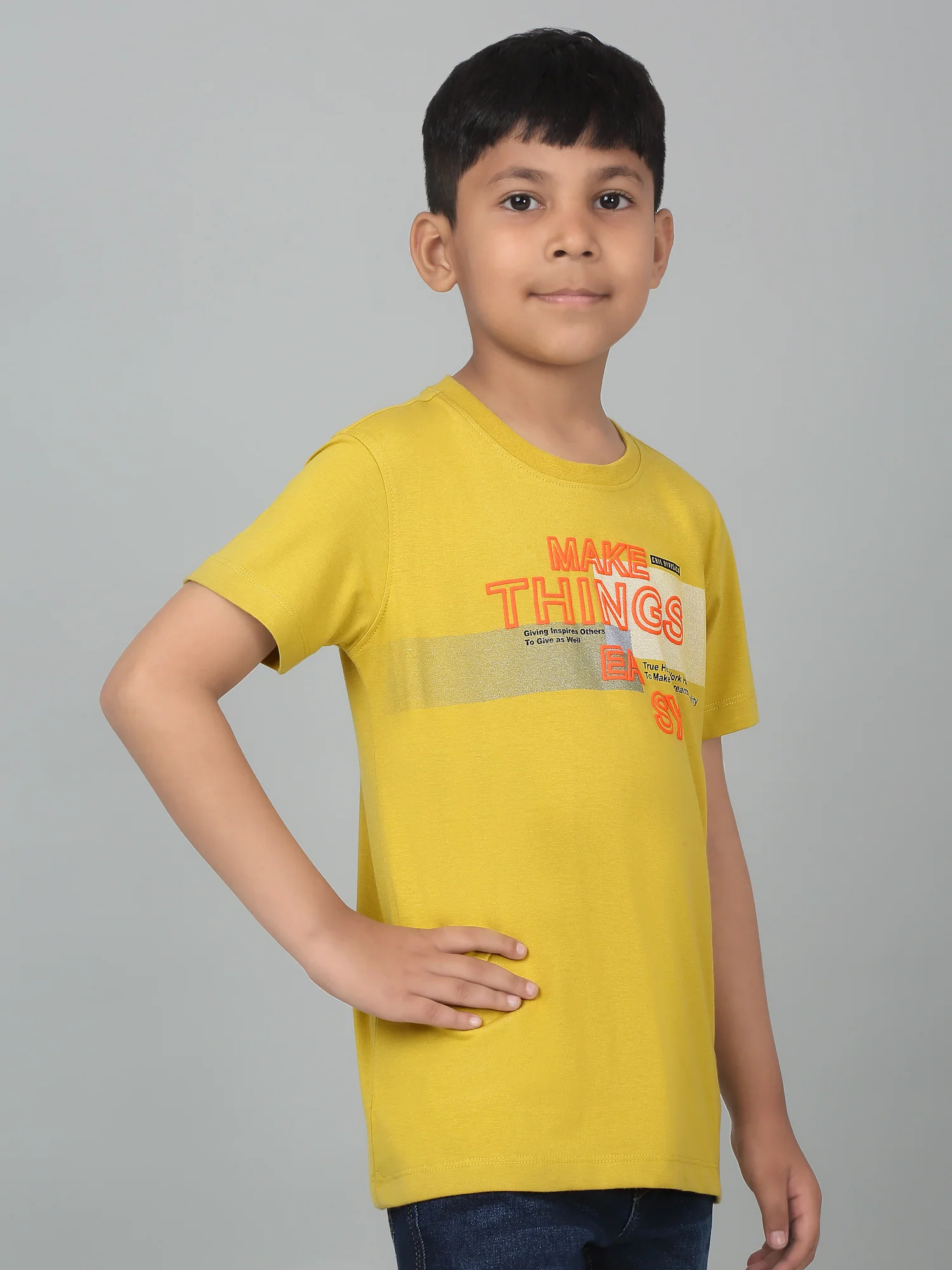Boys Casual Yellow Half Sleeve  T-Shirt - Image 3