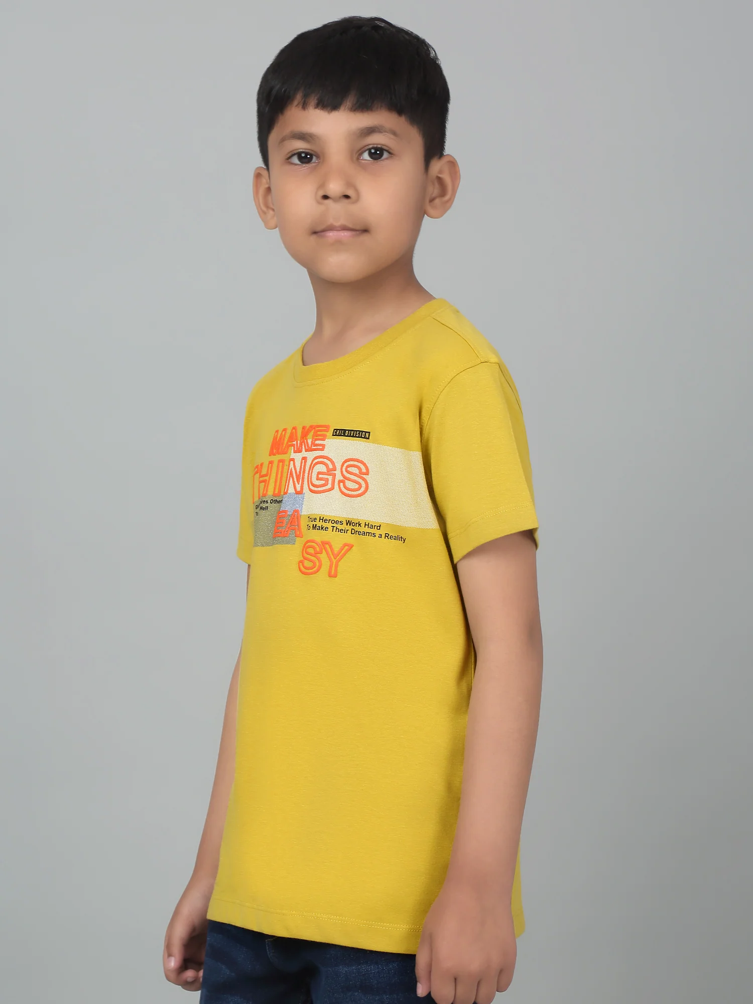 Boys Casual Yellow Half Sleeve  T-Shirt - Image 4