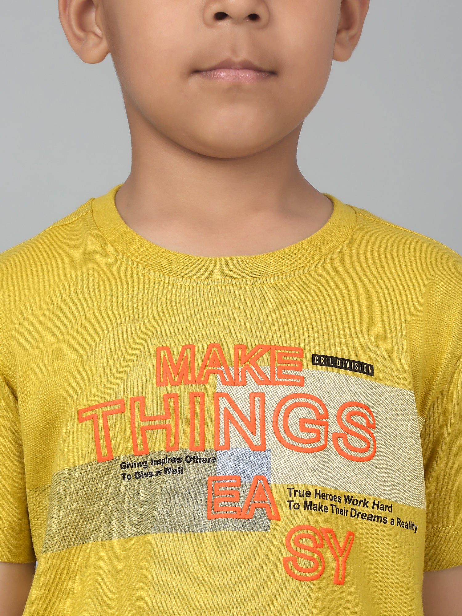 Boys Casual Yellow Half Sleeve  T-Shirt - Image 5