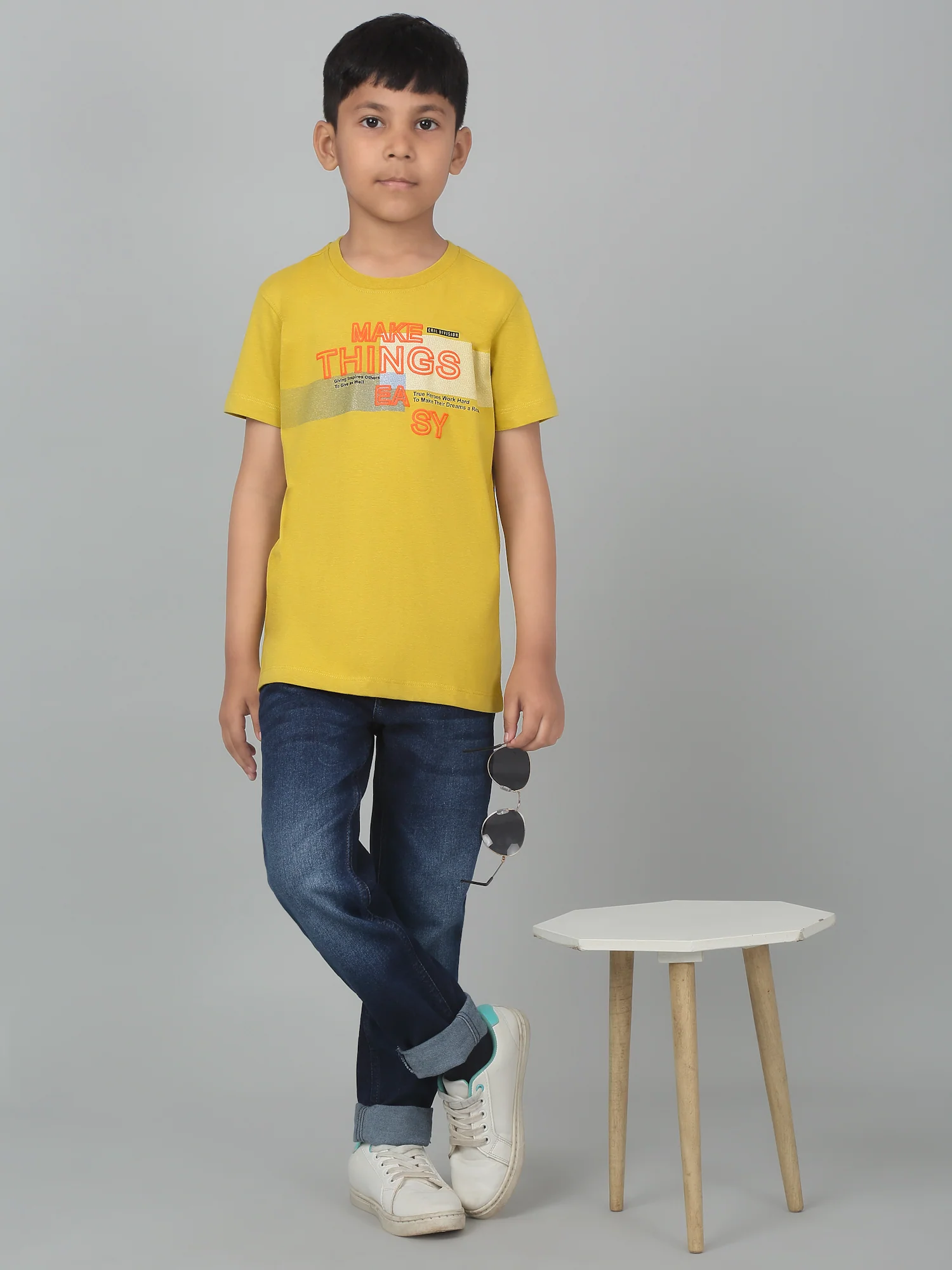 Boys Casual Yellow Half Sleeve  T-Shirt - Image 6