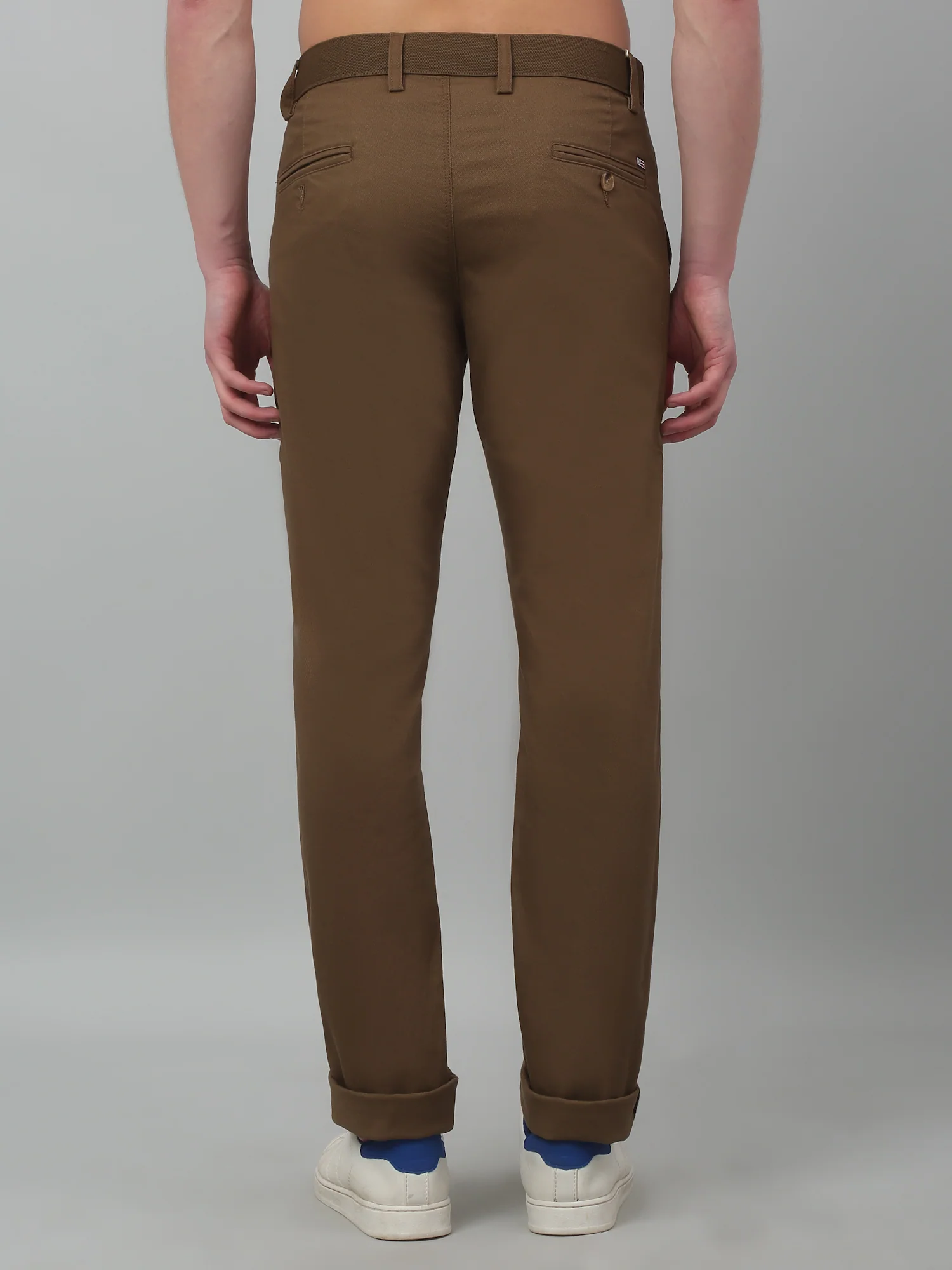 Men's Casual Flat front Brown  Trousers - Image 2
