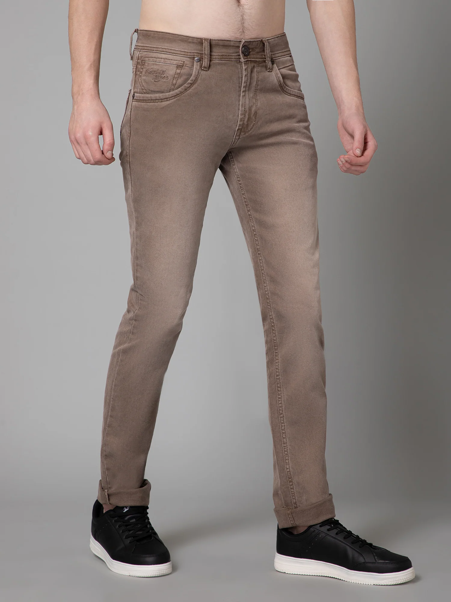 Denim Jeans for Men l Breathable & Soft with Color Fastness Ultra Narrow Fit Cotton Fabric Solid Pattern Button Closure - Image 3