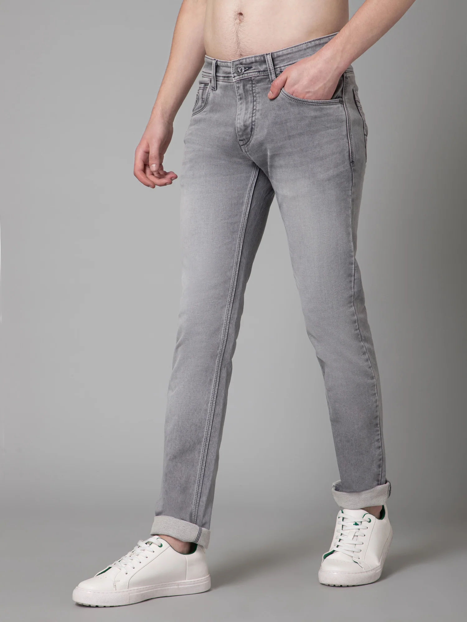 Denim Jeans for Men l Breathable & Soft with Color Fastness Ultra Narrow Fit Cotton Fabric Solid Pattern Button Closure - Image 2