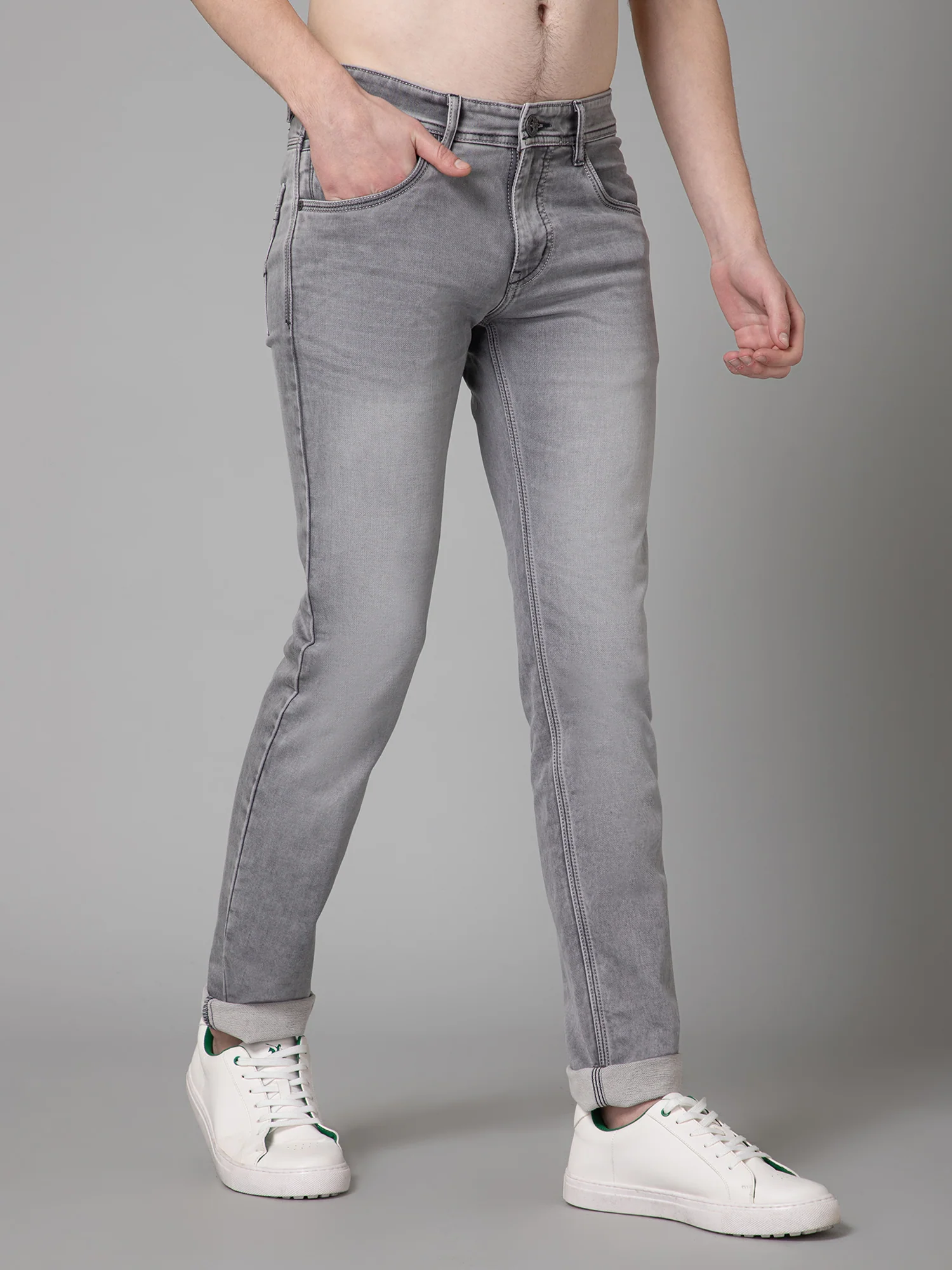 Denim Jeans for Men l Breathable & Soft with Color Fastness Ultra Narrow Fit Cotton Fabric Solid Pattern Button Closure - Image 3