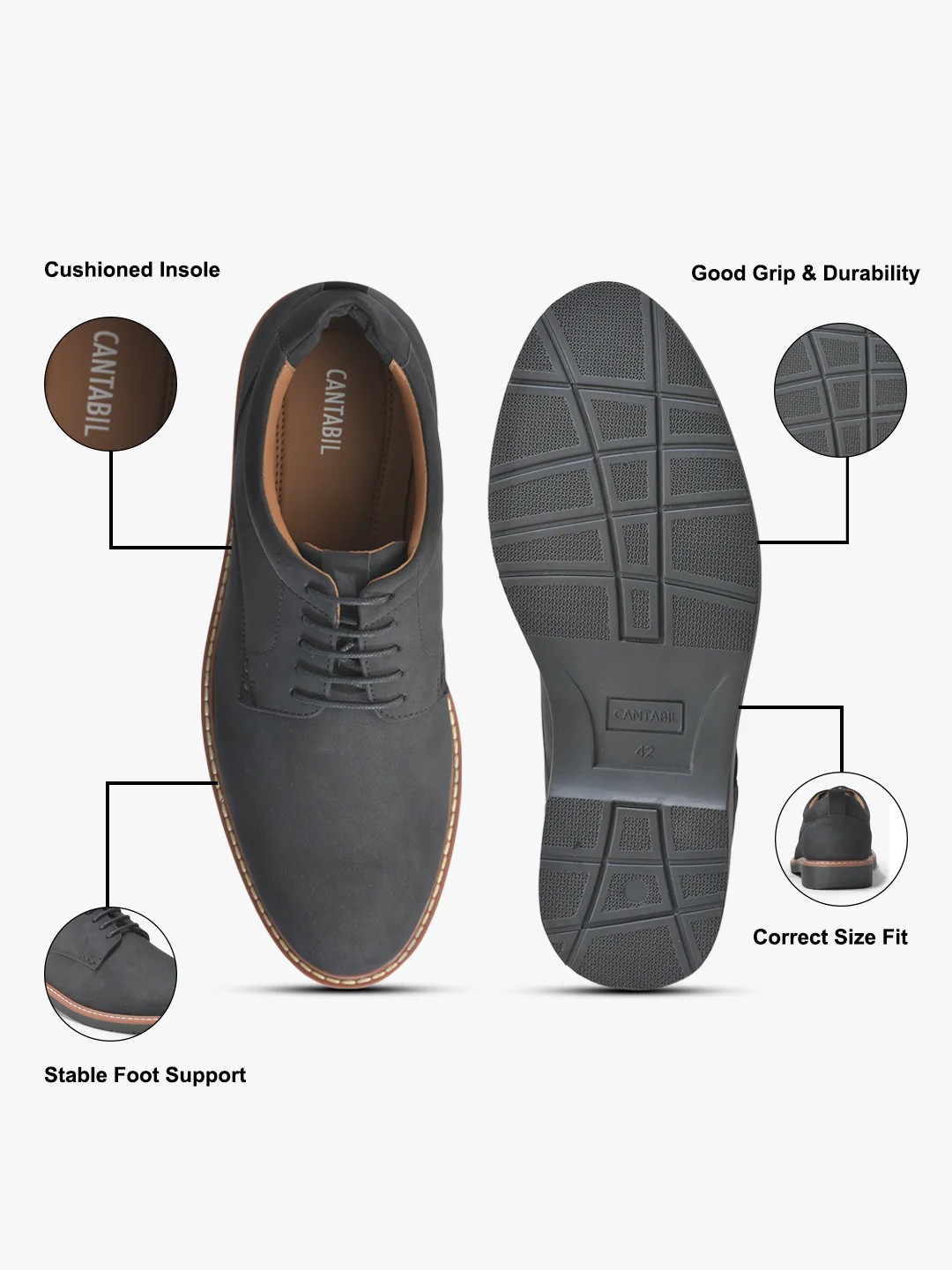 Casual Shoes for Men | Lightweight & Comfortable with Cushioned Insole PU Upper TPR Sole Lace Up Closure - Image 7
