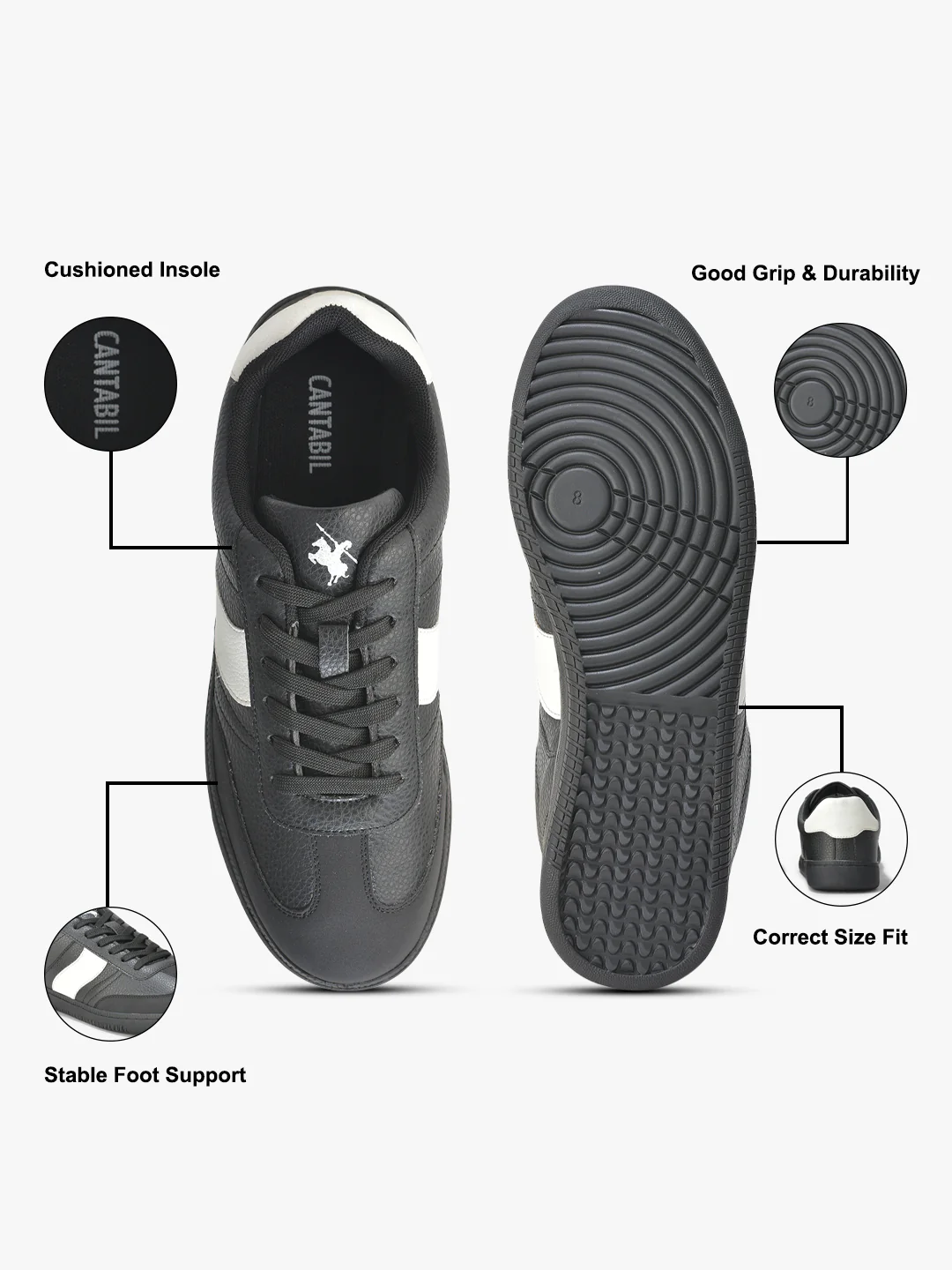 Casual Sneaker Shoes for Men | Lightweight & Comfortable with Cushioned Insole PU (Polyurethane) Upper TPR Sole Lace Up Closure - Image 7