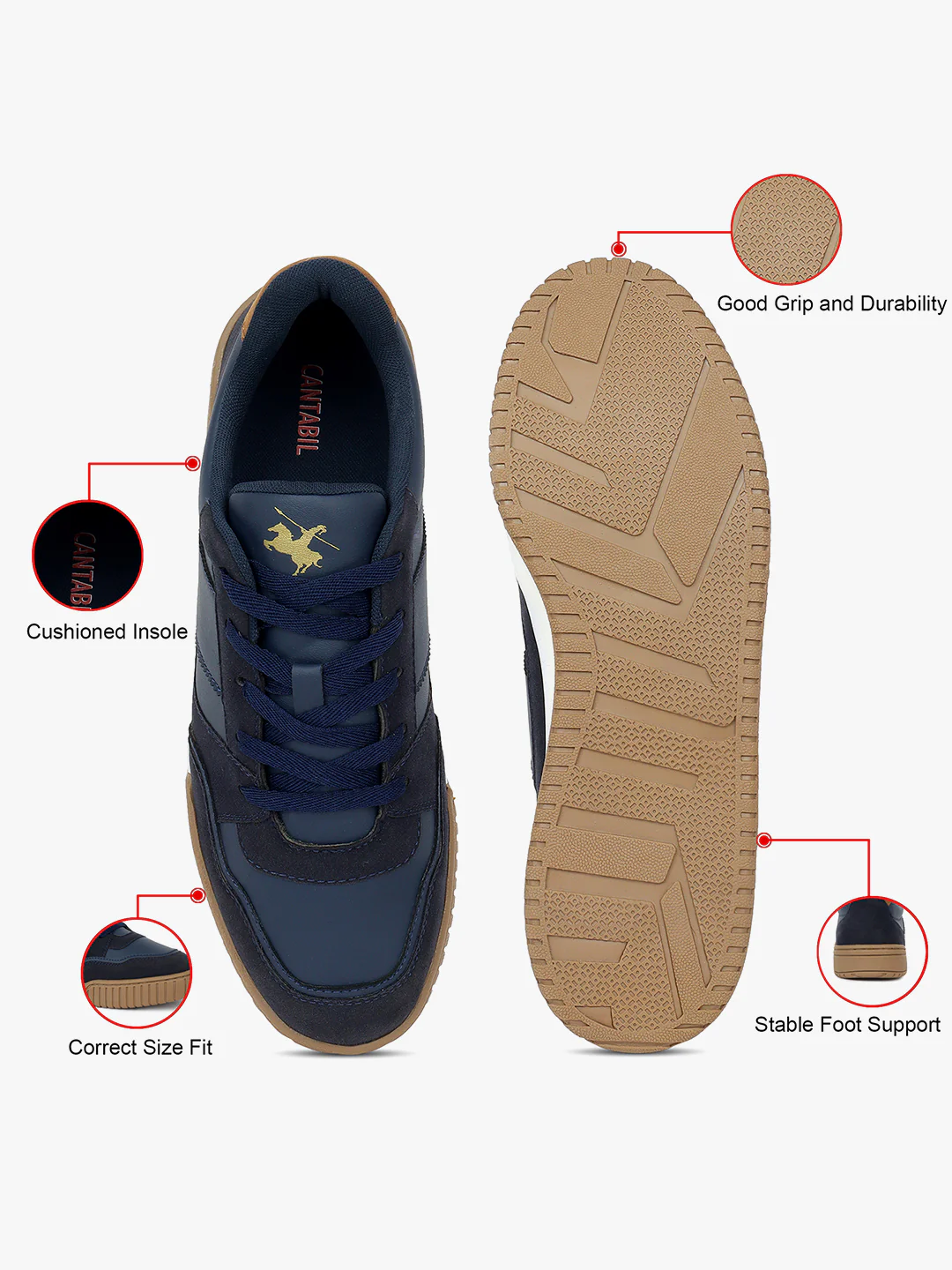 Casual Sneaker Shoes for Men | Lightweight & Comfortable with Cushioned Insole PU (Polyurethane) Upper TPR Sole Lace Up Closure - Image 7