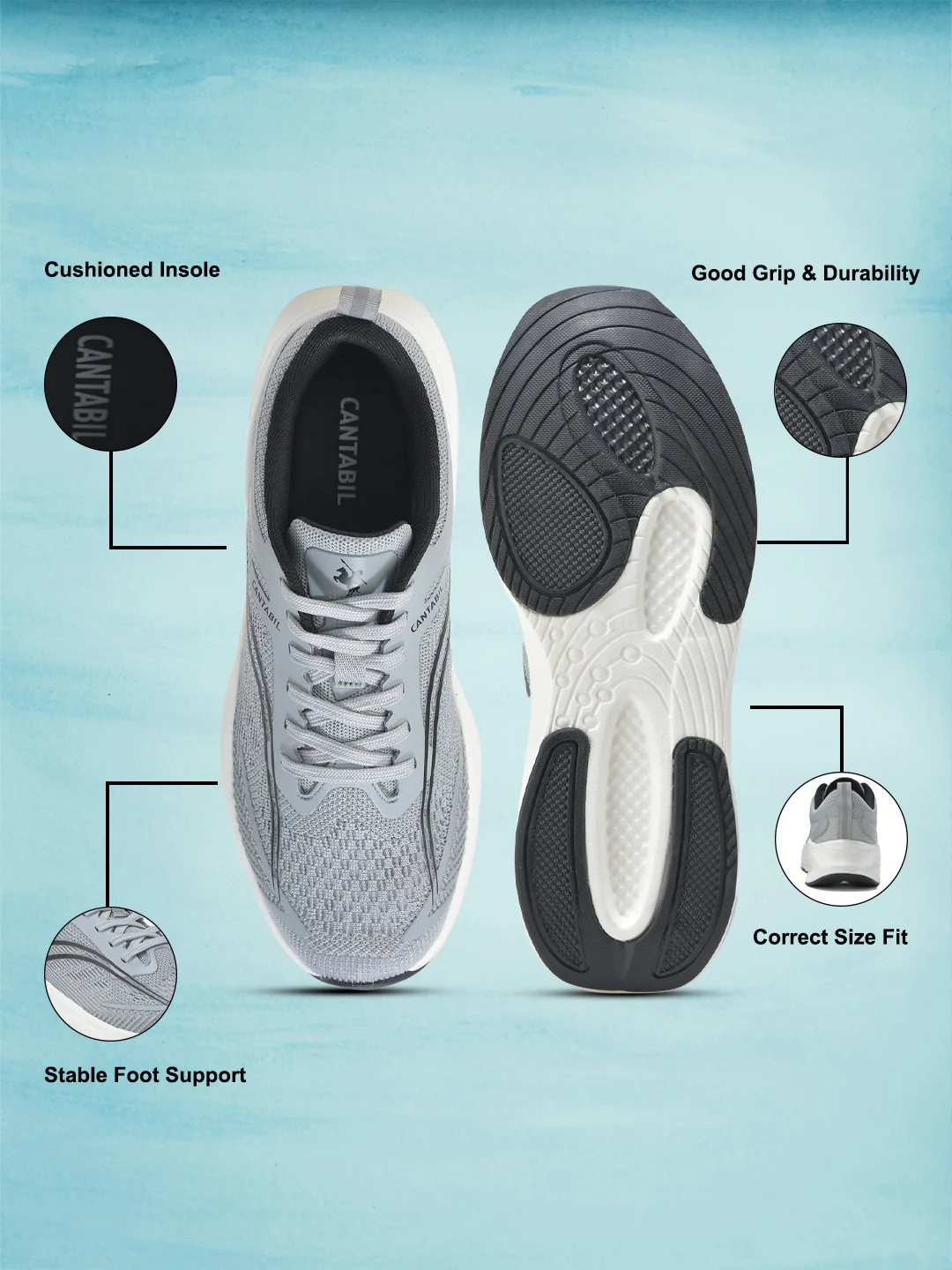 Casual Sports Shoes for Men | Lightweight & Comfortable with Cushioned Insole Flynet Upper Phylon Sole Lace Up Closure - Image 6