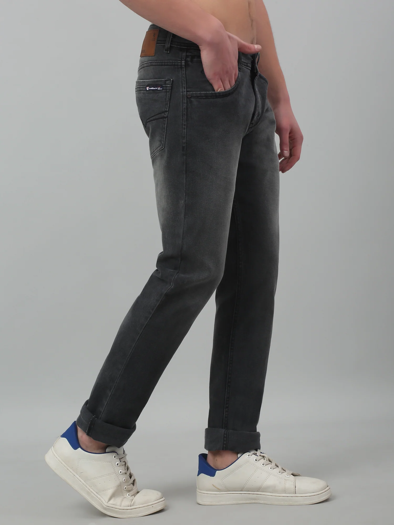 Denim Jeans for Men l Breathable & Soft with Color Fastness Ultra Narrow Fit Cotton Fabric Solid Pattern Button Closure - Image 3