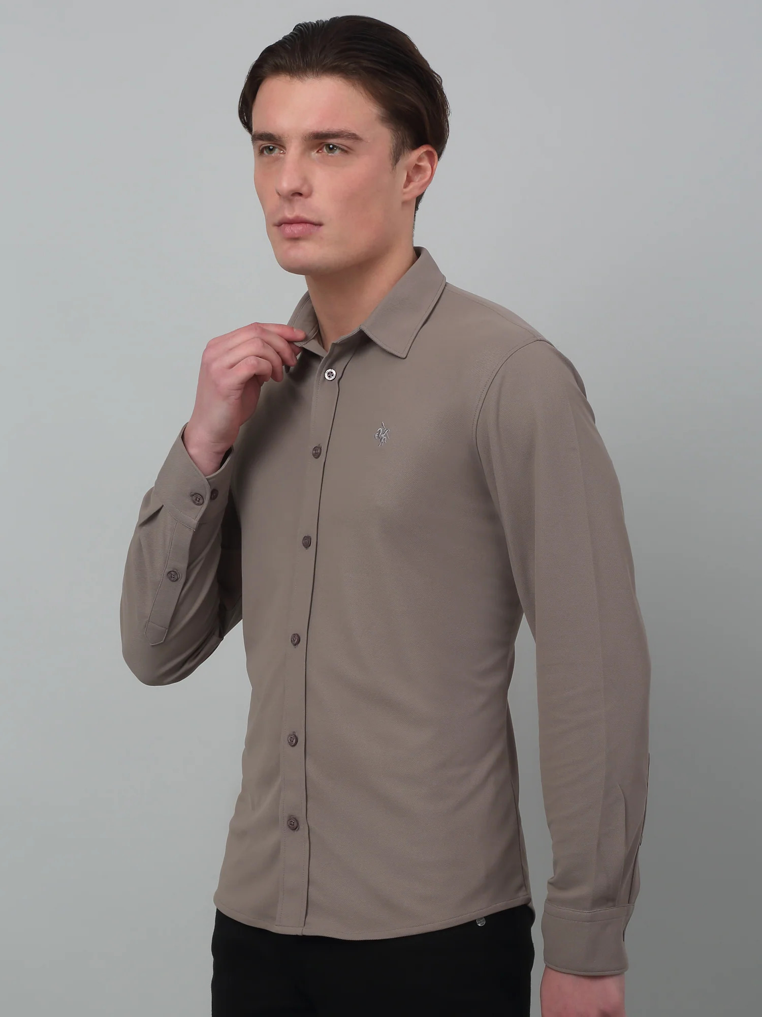 Casual Shirt for Men | Breathable & Soft with Color Fastness Regular Fit Spread Collar Neck Poyester Fabric Solid Pattern - Image 4