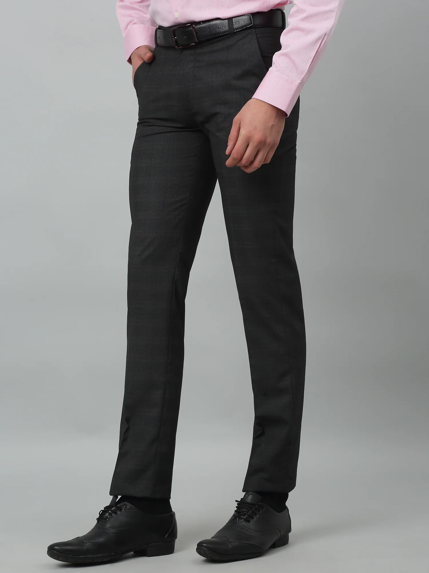 Formal Trouser for Men | Breathable & Soft with Color Fastness Regular Fit Poly Viscose Fabric Checkered Pattern Hook & Eye Closure - Image 3