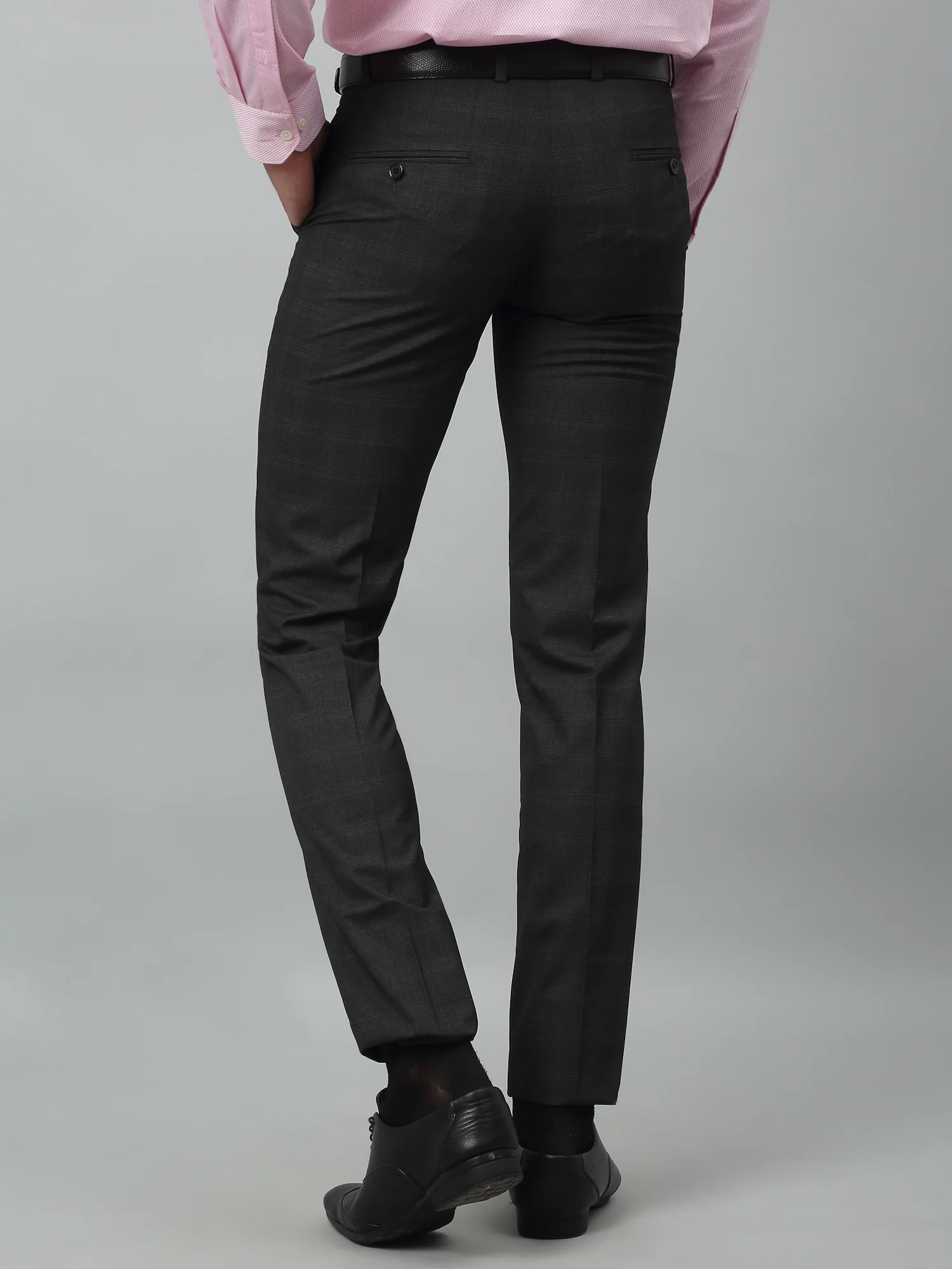 Formal Trouser for Men | Breathable & Soft with Color Fastness Regular Fit Poly Viscose Fabric Checkered Pattern Hook & Eye Closure - Image 4