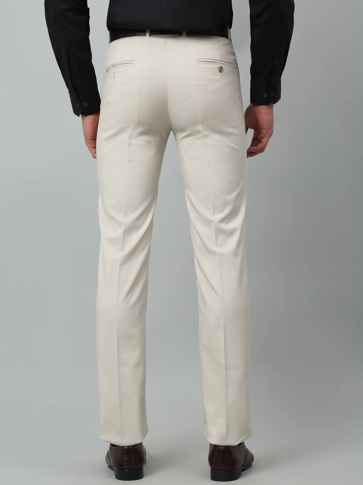 Formal Trouser for Men | Breathable & Soft with Color Fastness Regular Fit Poly Viscose Fabric Self Design Pattern Hook & Eye Closure - Image 4