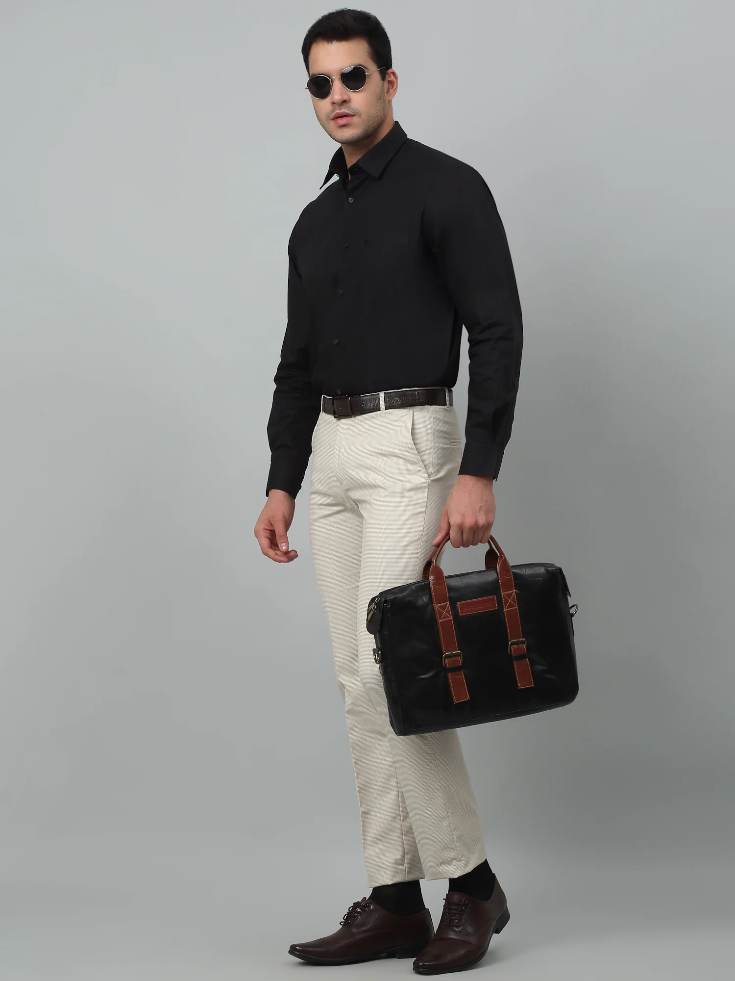 Formal Trouser for Men | Breathable & Soft with Color Fastness Regular Fit Poly Viscose Fabric Self Design Pattern Hook & Eye Closure - Image 6