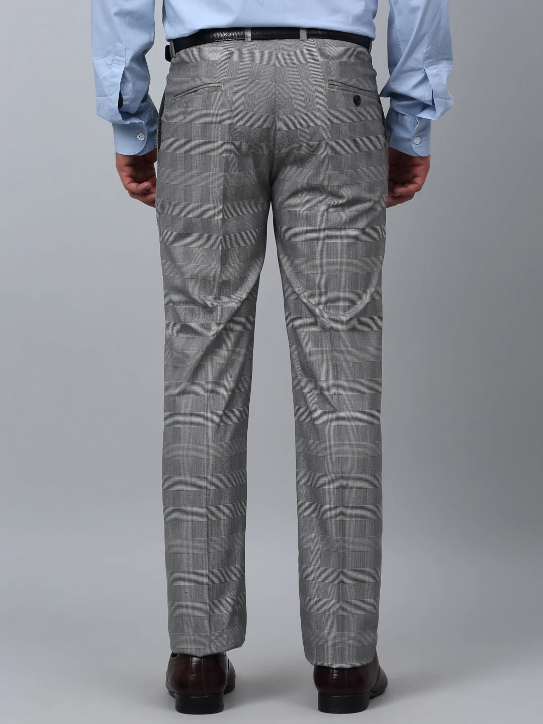 Formal Trouser for Men | Breathable & Soft with Color Fastness Regular Fit Poly Viscose Fabric Checkered Pattern Hook & Eye Closure - Image 2