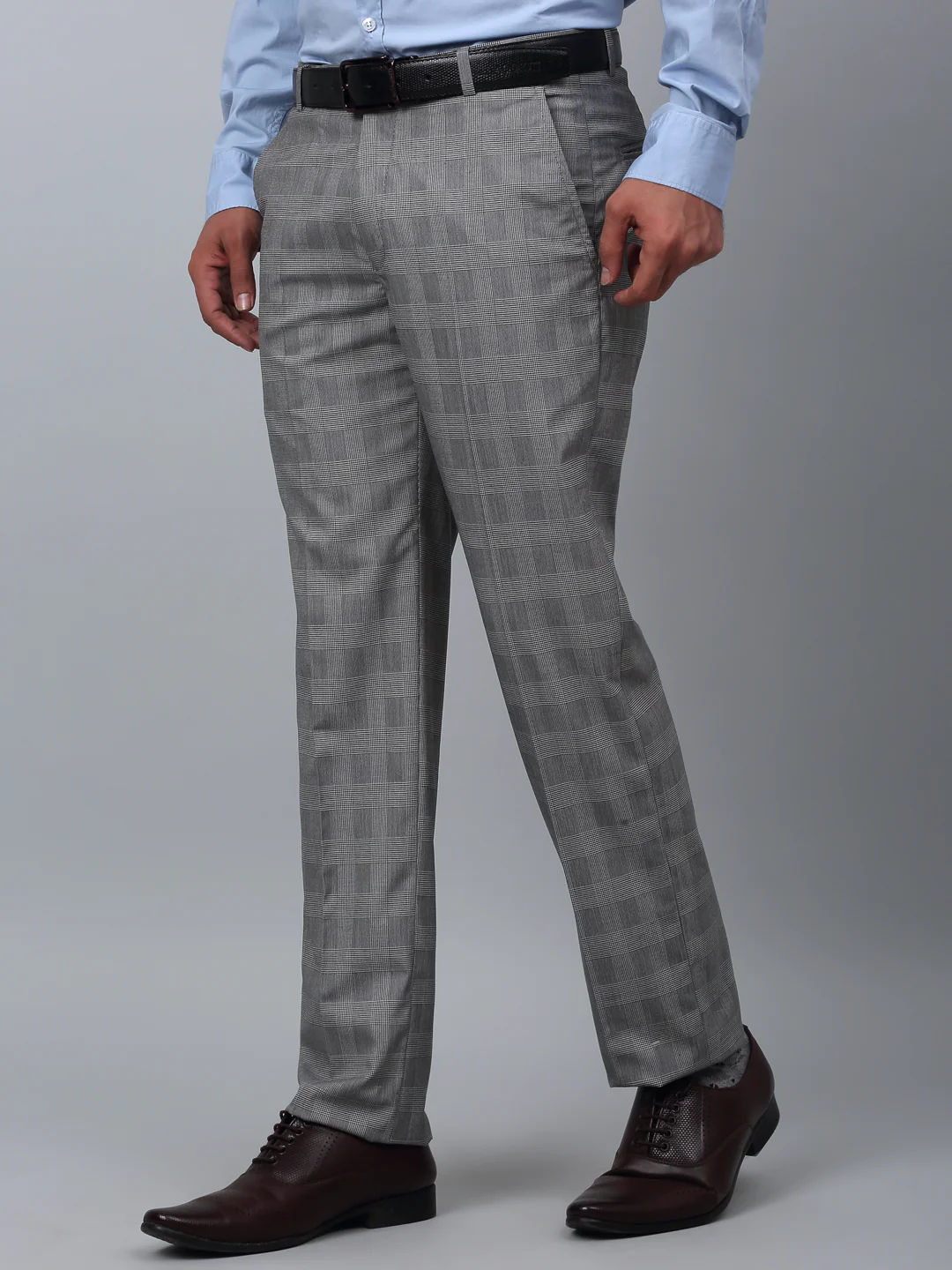 Formal Trouser for Men | Breathable & Soft with Color Fastness Regular Fit Poly Viscose Fabric Checkered Pattern Hook & Eye Closure - Image 4