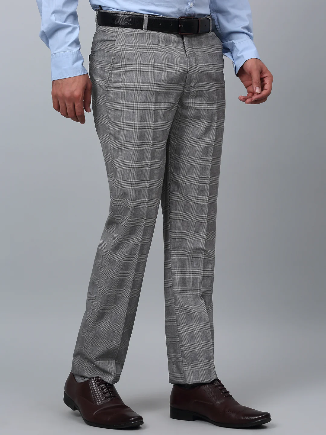 Formal Trouser for Men | Breathable & Soft with Color Fastness Regular Fit Poly Viscose Fabric Checkered Pattern Hook & Eye Closure - Image 5