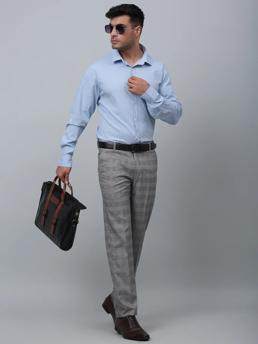Formal Trouser for Men | Breathable & Soft with Color Fastness Regular Fit Poly Viscose Fabric Checkered Pattern Hook & Eye Closure - Image 6