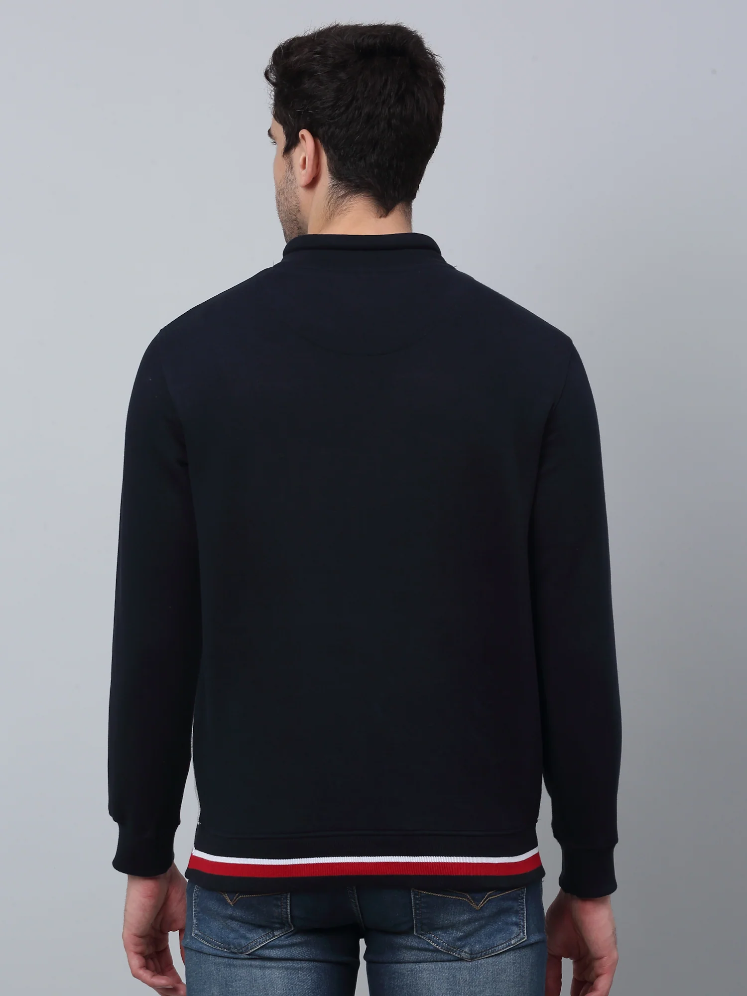 Men's Color Blocked Grey Melange Full Sleeves Round Neck Casual Sweatshirt - Image 4