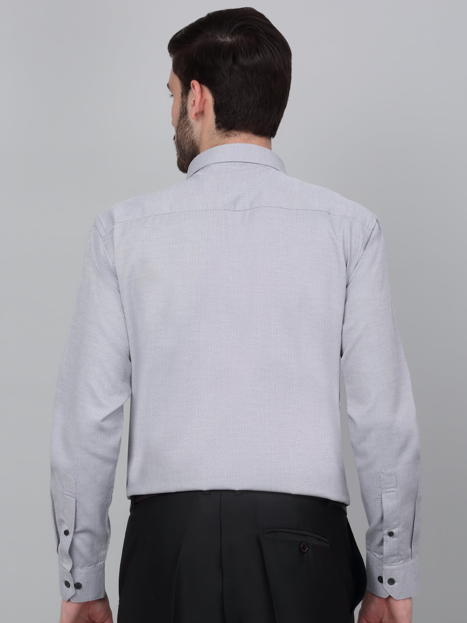 Formal Shirt for Men l Breathable & Soft with Color Fastness Regular Fit Spread Collar Neck Cotton Blend Fabric Self Design Pattern - Image 2