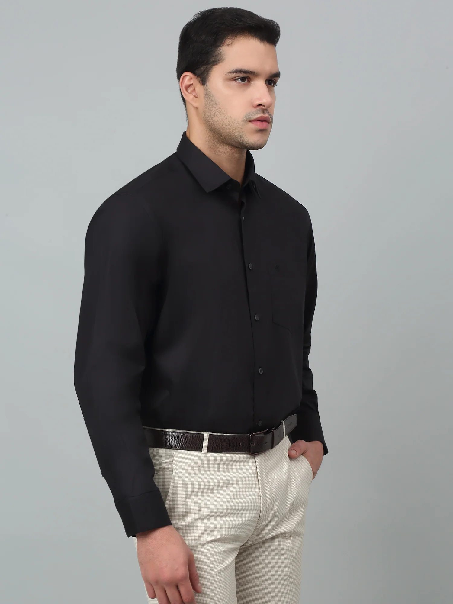 Men's Black Formal Plain Full Sleeve Shirt - Image 2