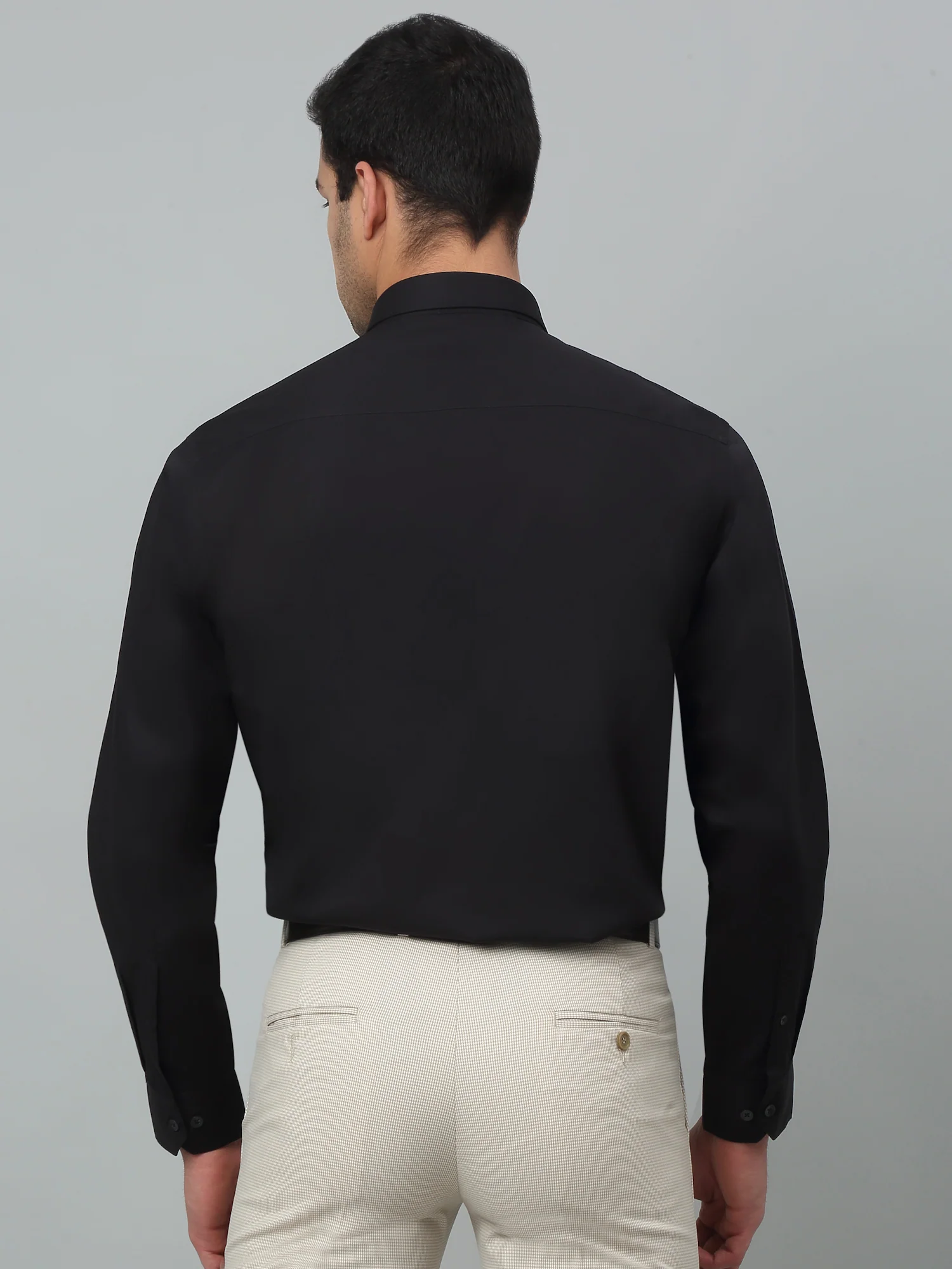 Men's Black Formal Plain Full Sleeve Shirt - Image 4