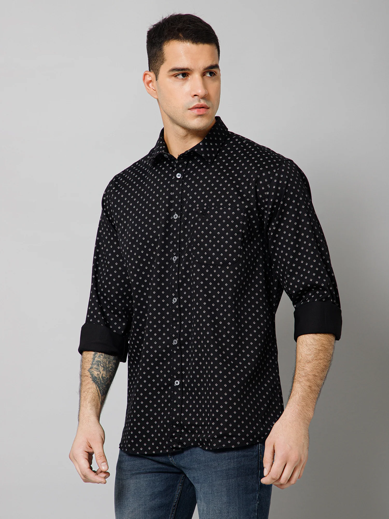 Casual Shirt for Men | Breathable & Soft with Color Fastness Regular Fit Spread Collar Neck Cotton Blend Fabric Printed Pattern - Image 2