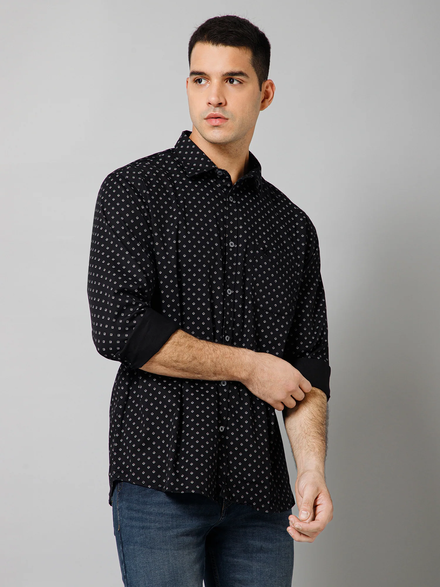 Casual Shirt for Men | Breathable & Soft with Color Fastness Regular Fit Spread Collar Neck Cotton Blend Fabric Printed Pattern - Image 3