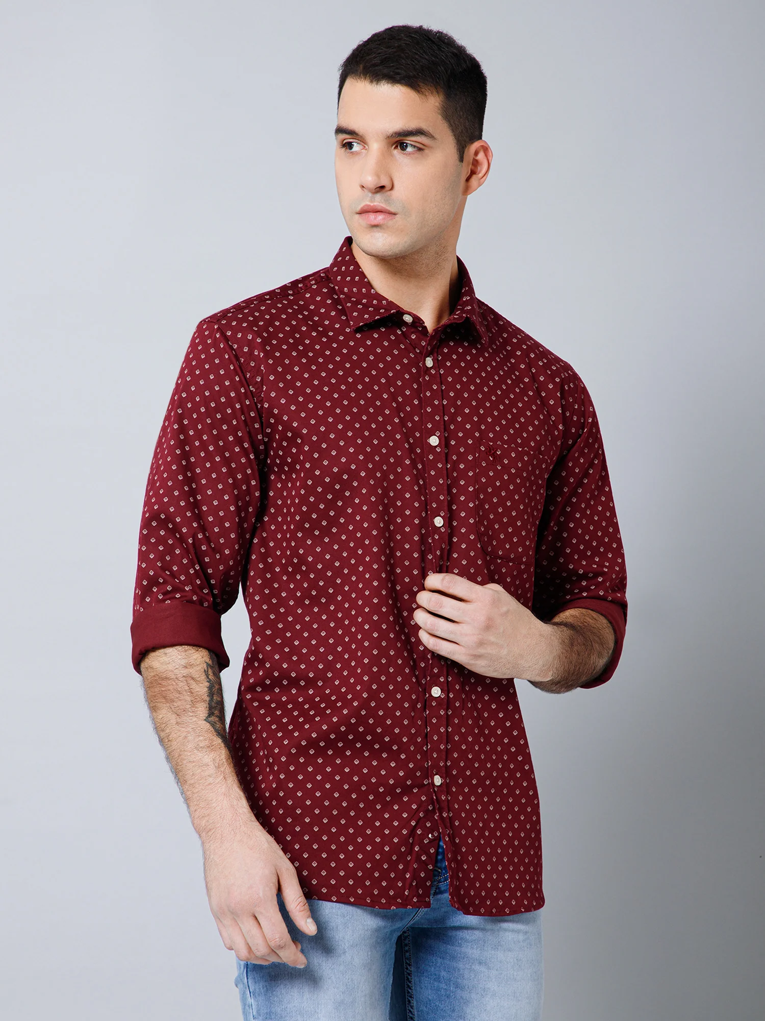 Casual Shirt for Men | Breathable & Soft with Color Fastness Regular Fit Spread Collar Neck Cotton Blend Fabric Printed Pattern - Image 3