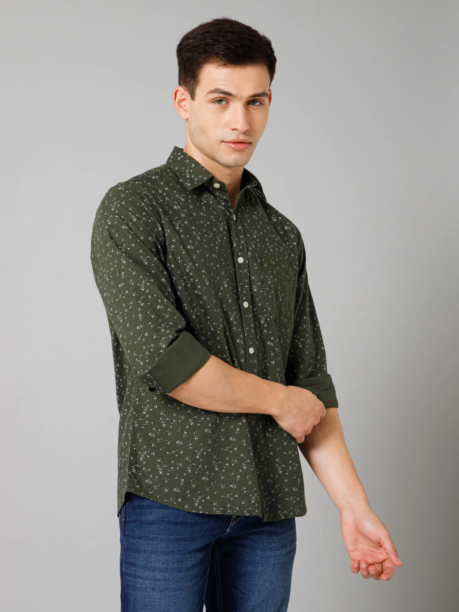 Casual Shirt for Men | Breathable & Soft with Color Fastness Regular Fit Spread Collar Neck Cotton Blend Fabric Printed Pattern - Image 3