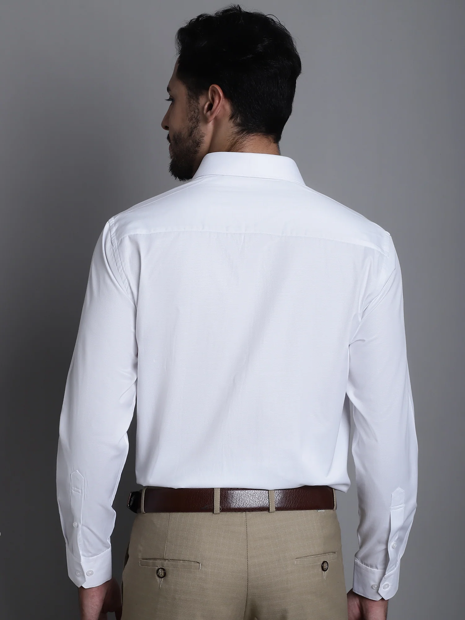 Men's White Formal Self Textured Full Sleeve Shirt - Image 2