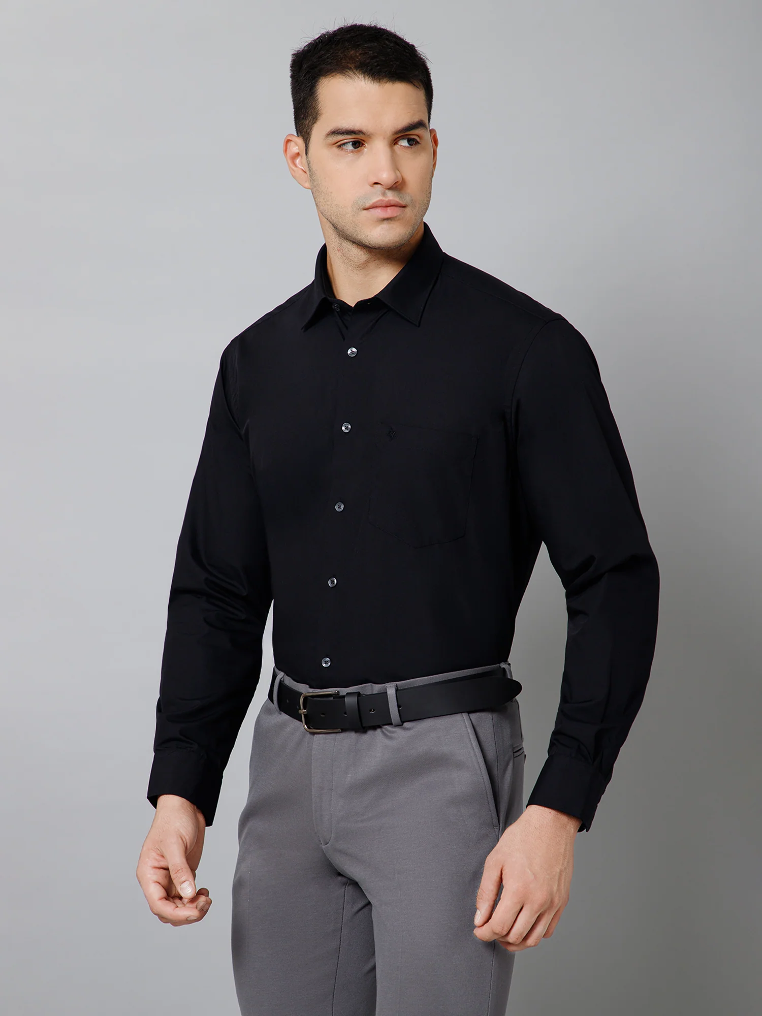 Men's Black Formal Plain Full Sleeve Shirt - Image 2