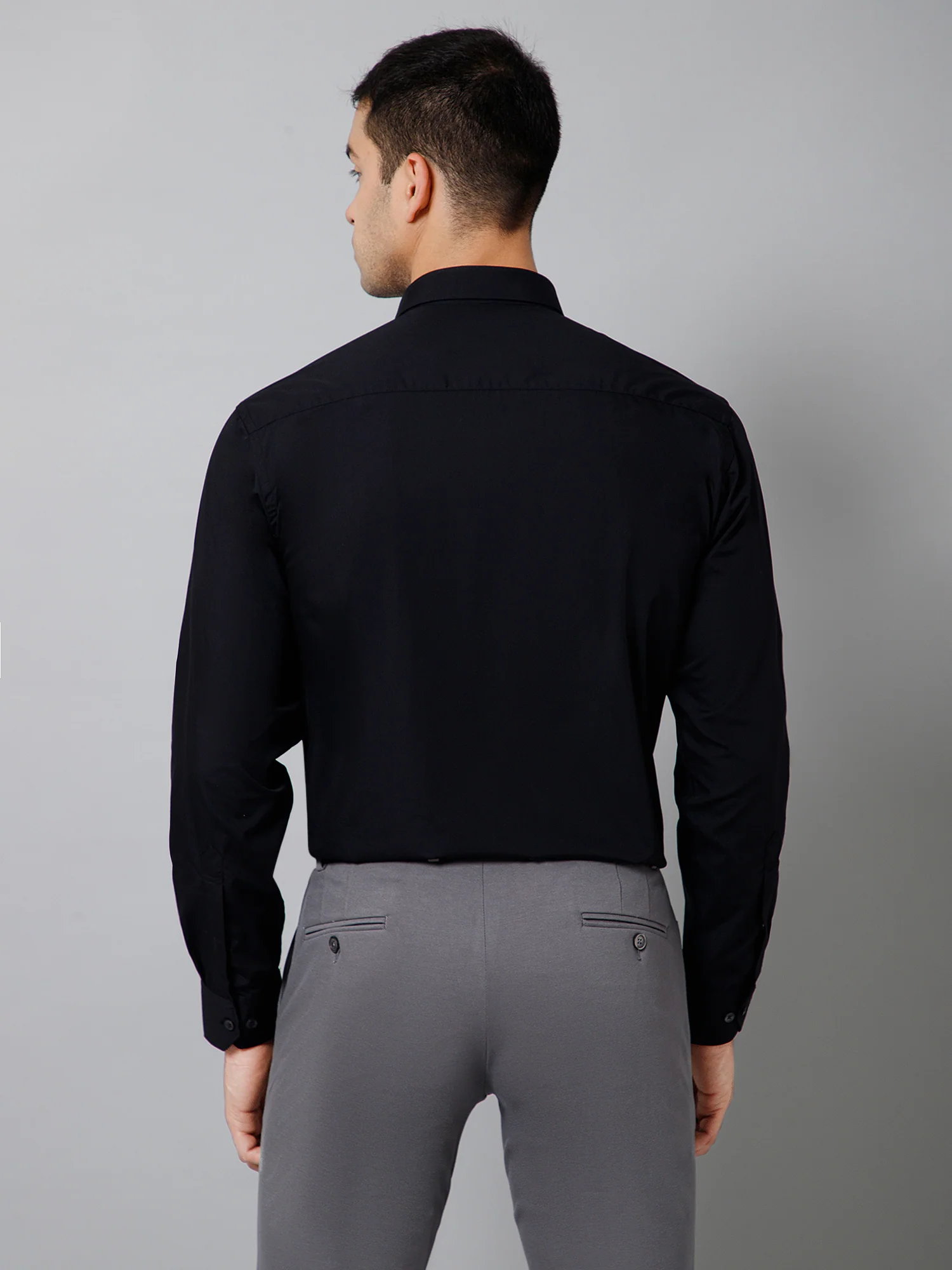 Men's Black Formal Plain Full Sleeve Shirt - Image 4
