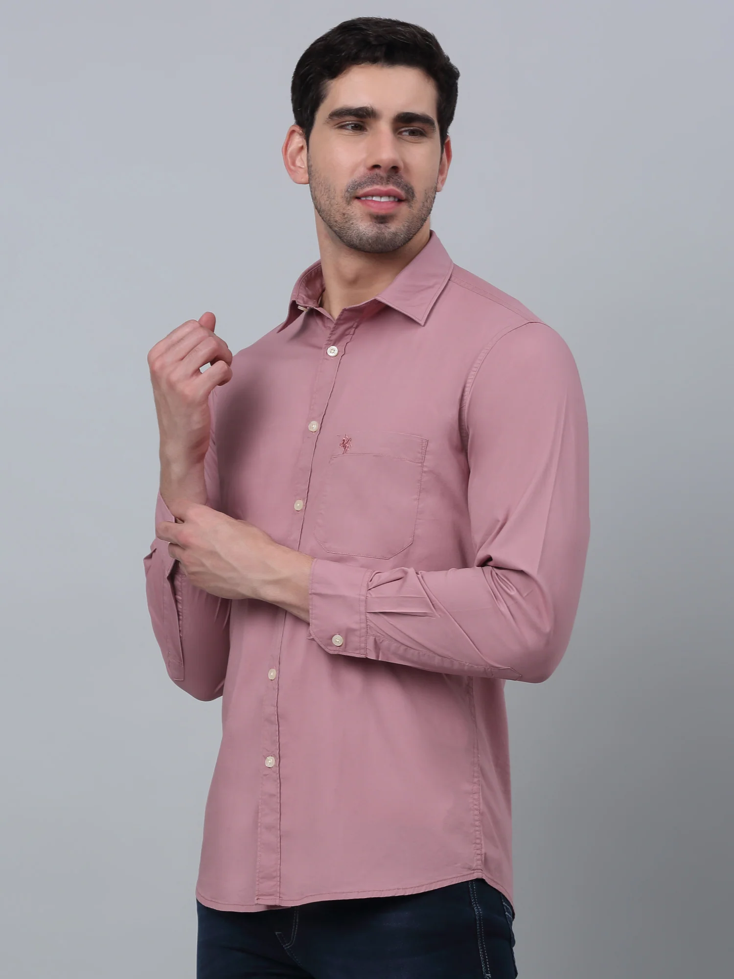 Casual Shirt for Men | Breathable & Soft with Color Fastness Regular Fit Spread Collar Neck Cotton Blend Fabric Solid Pattern - Image 2