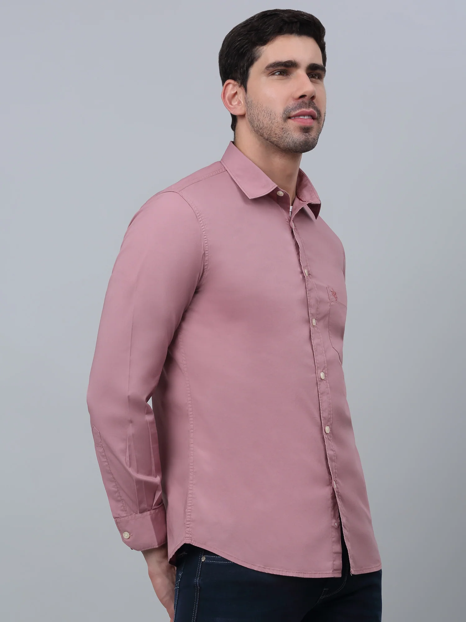 Casual Shirt for Men | Breathable & Soft with Color Fastness Regular Fit Spread Collar Neck Cotton Blend Fabric Solid Pattern - Image 3