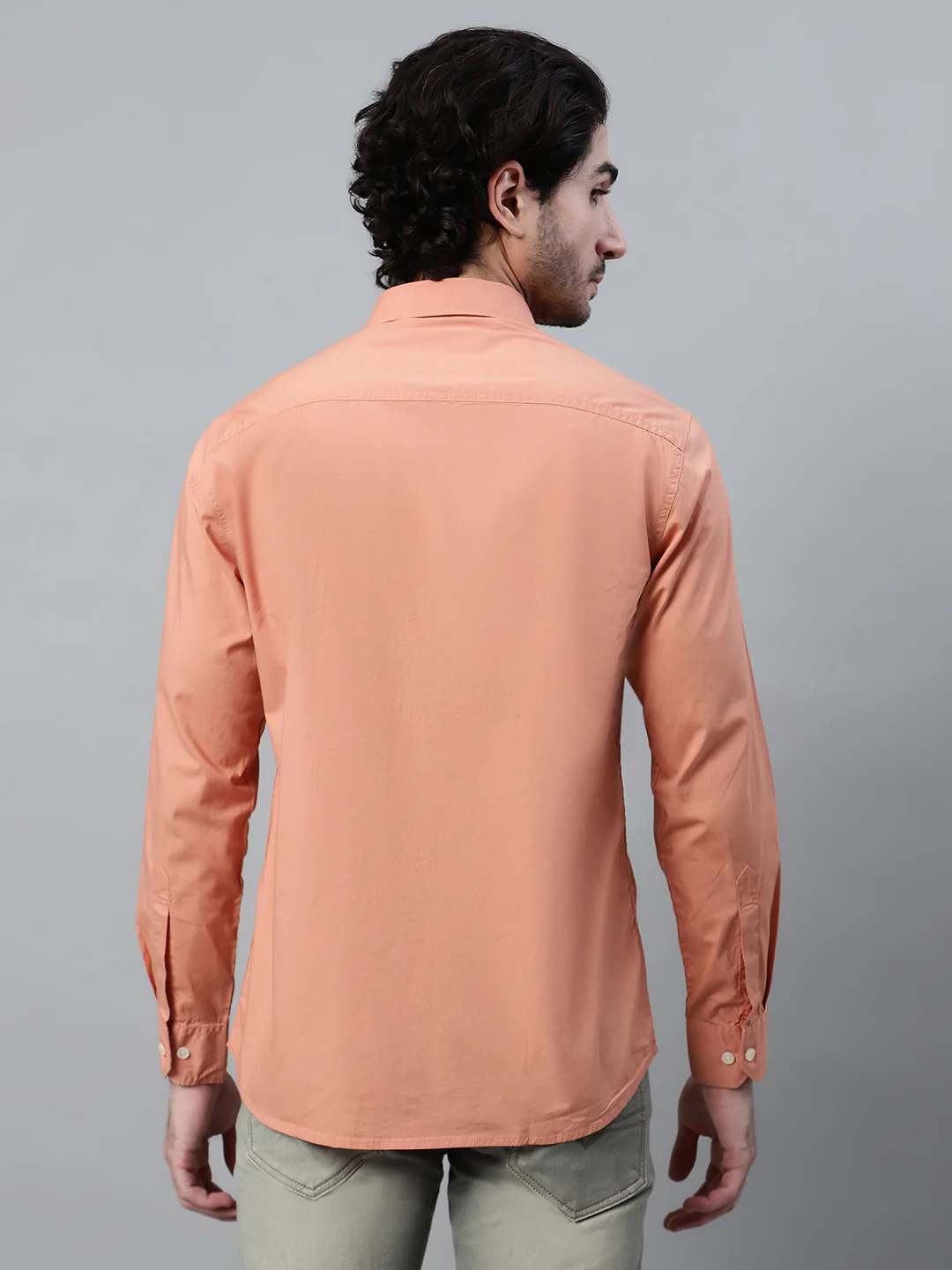 Casual Shirt for Men | Breathable & Soft with Color Fastness Regular Fit Spread Collar Neck Cotton Blend Fabric Solid Pattern - Image 2