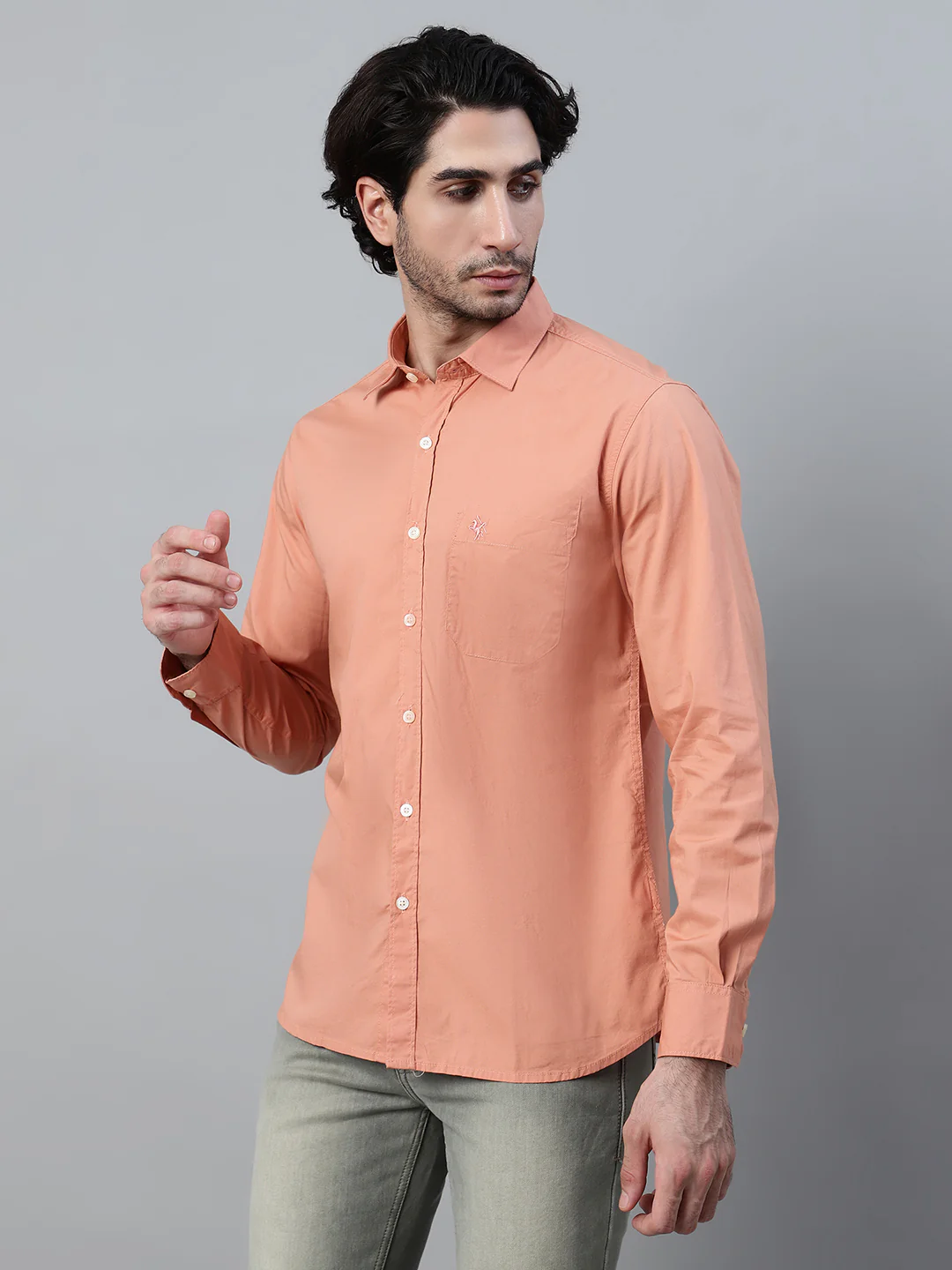 Casual Shirt for Men | Breathable & Soft with Color Fastness Regular Fit Spread Collar Neck Cotton Blend Fabric Solid Pattern - Image 3