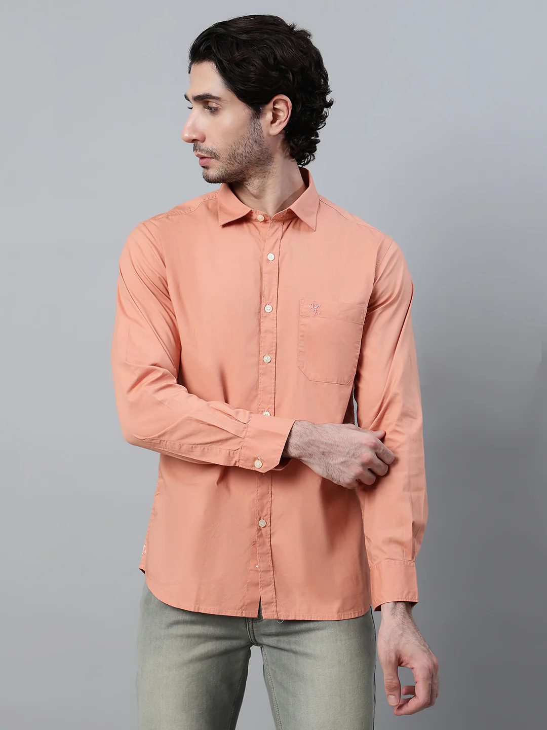 Casual Shirt for Men | Breathable & Soft with Color Fastness Regular Fit Spread Collar Neck Cotton Blend Fabric Solid Pattern - Image 4