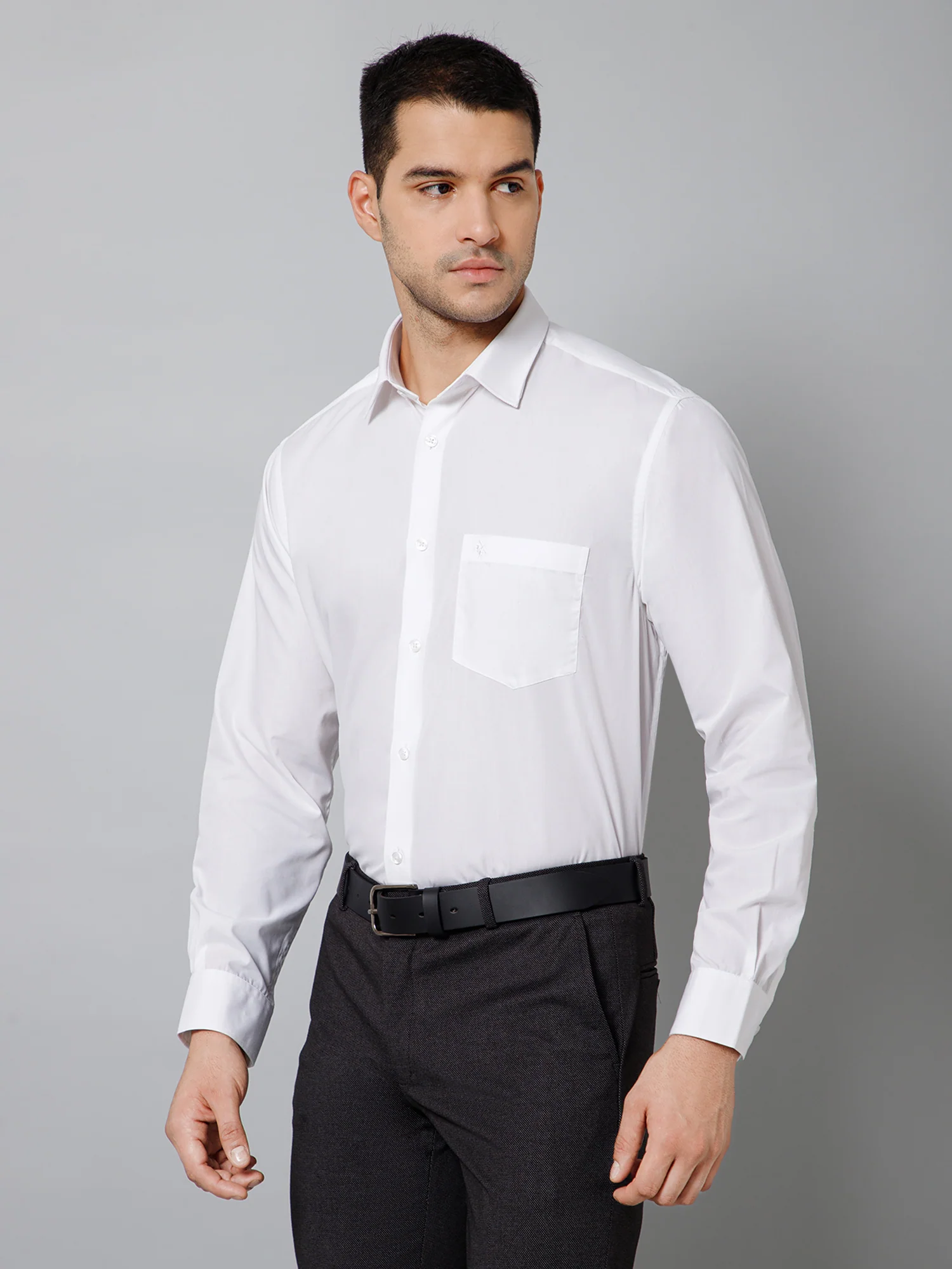 Men's White Formal Plain Full Sleeve Shirt - Image 2