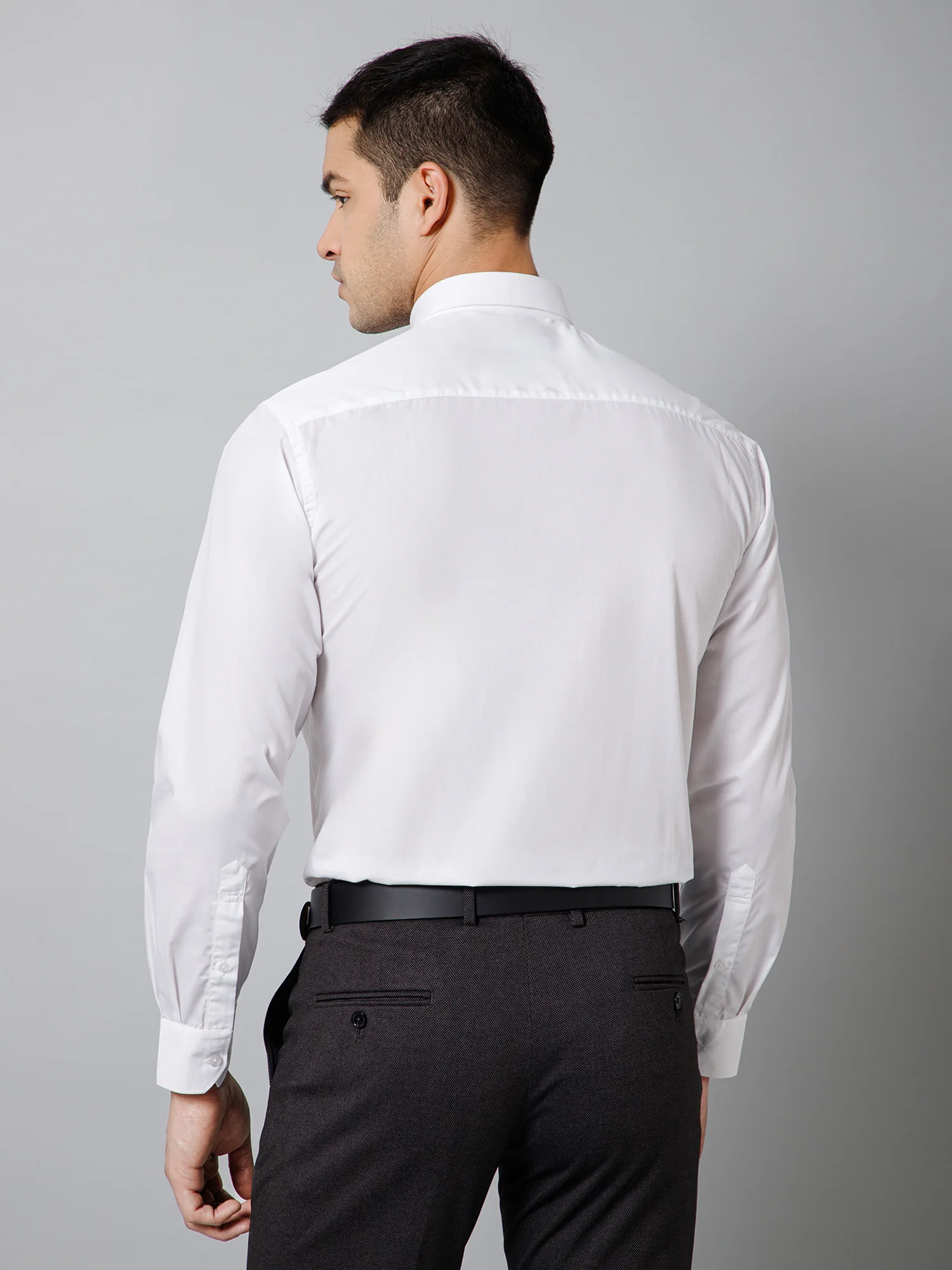 Men's White Formal Plain Full Sleeve Shirt - Image 4