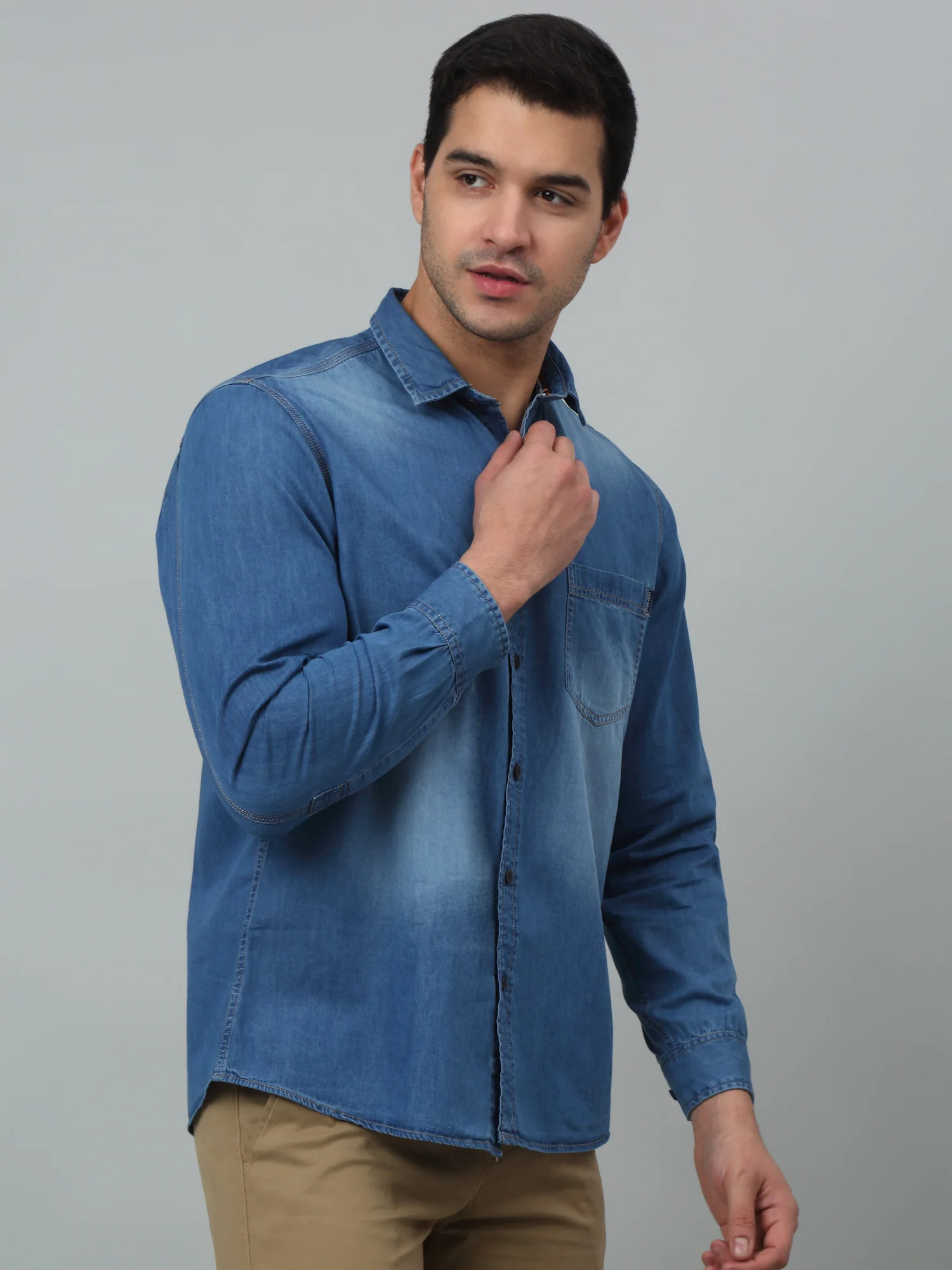 Casual Shirt for Men | Breathable & Soft with Color Fastness Regular Fit Spread Collar Neck Cotton Fabric Solid Pattern - Image 2