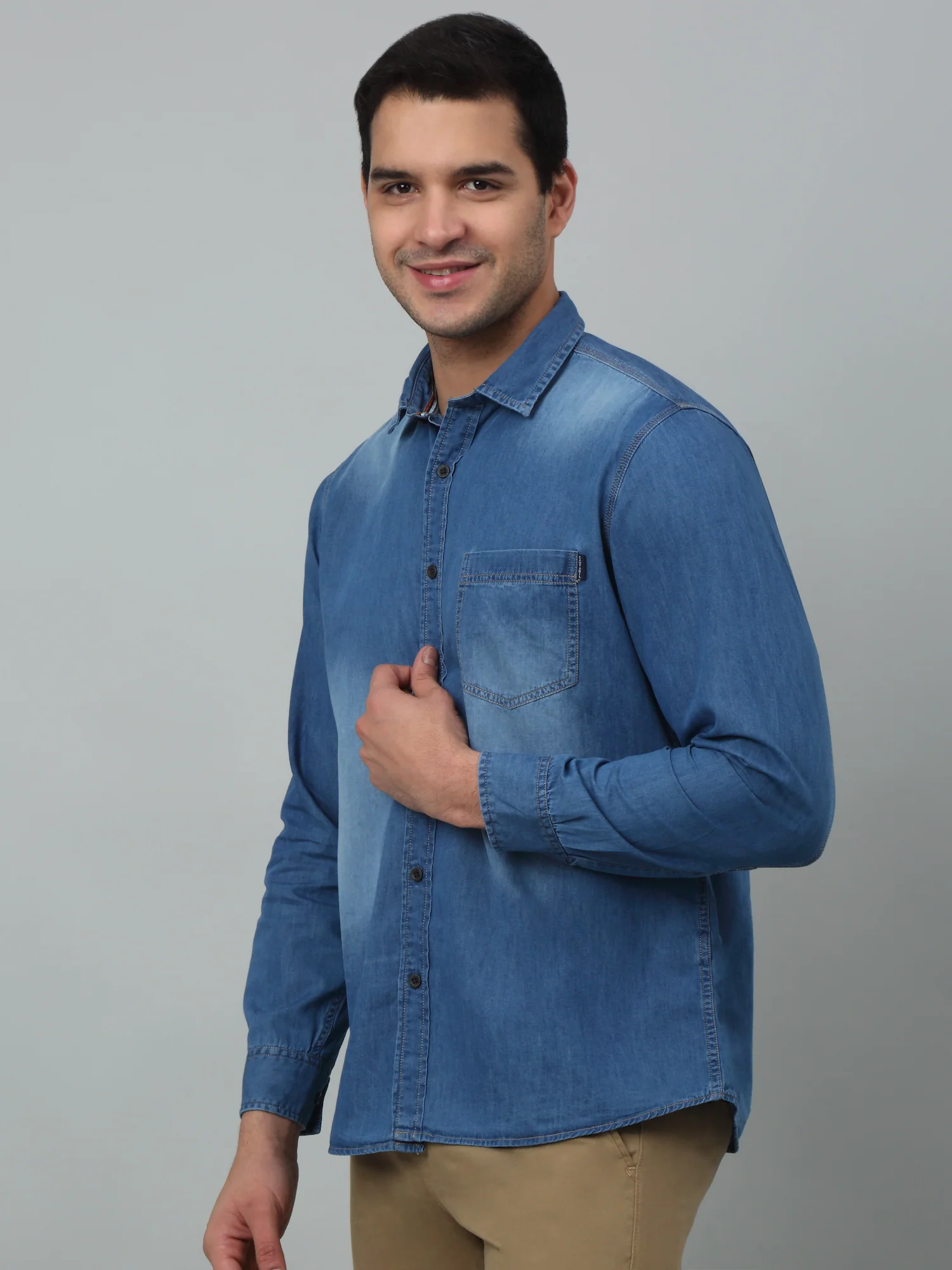 Casual Shirt for Men | Breathable & Soft with Color Fastness Regular Fit Spread Collar Neck Cotton Fabric Solid Pattern - Image 3