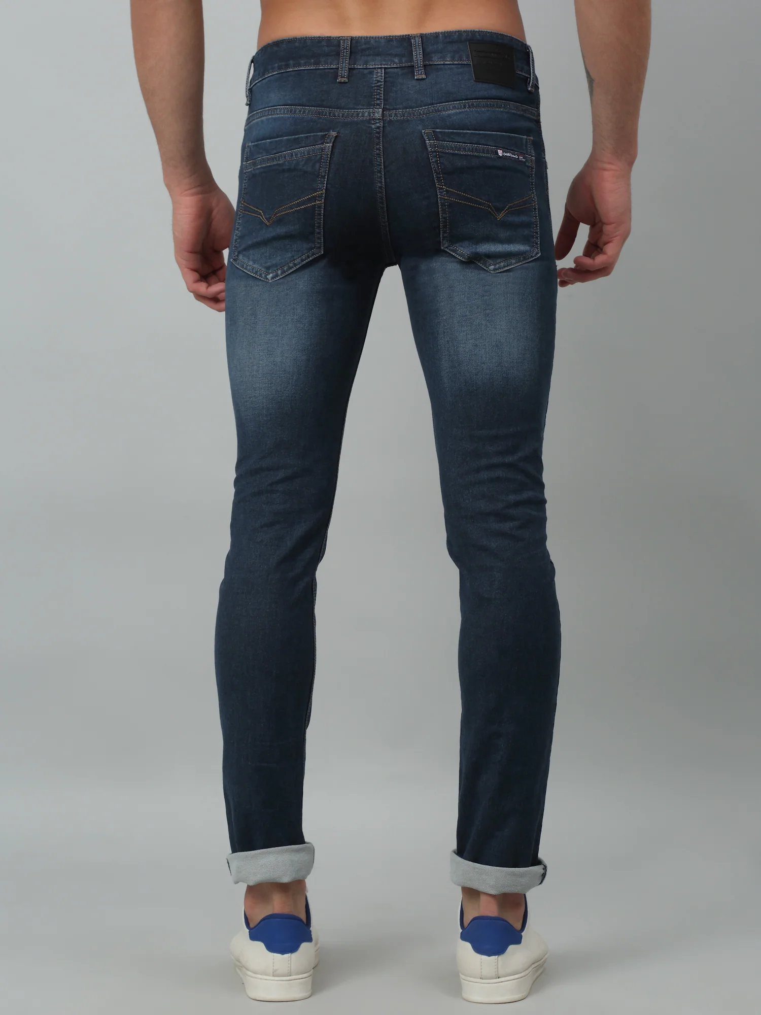 Denim Jeans for Men l Breathable & Soft with Color Fastness Ultra Narrow Fit Cotton Fabric Solid Pattern Button Closure - Image 4