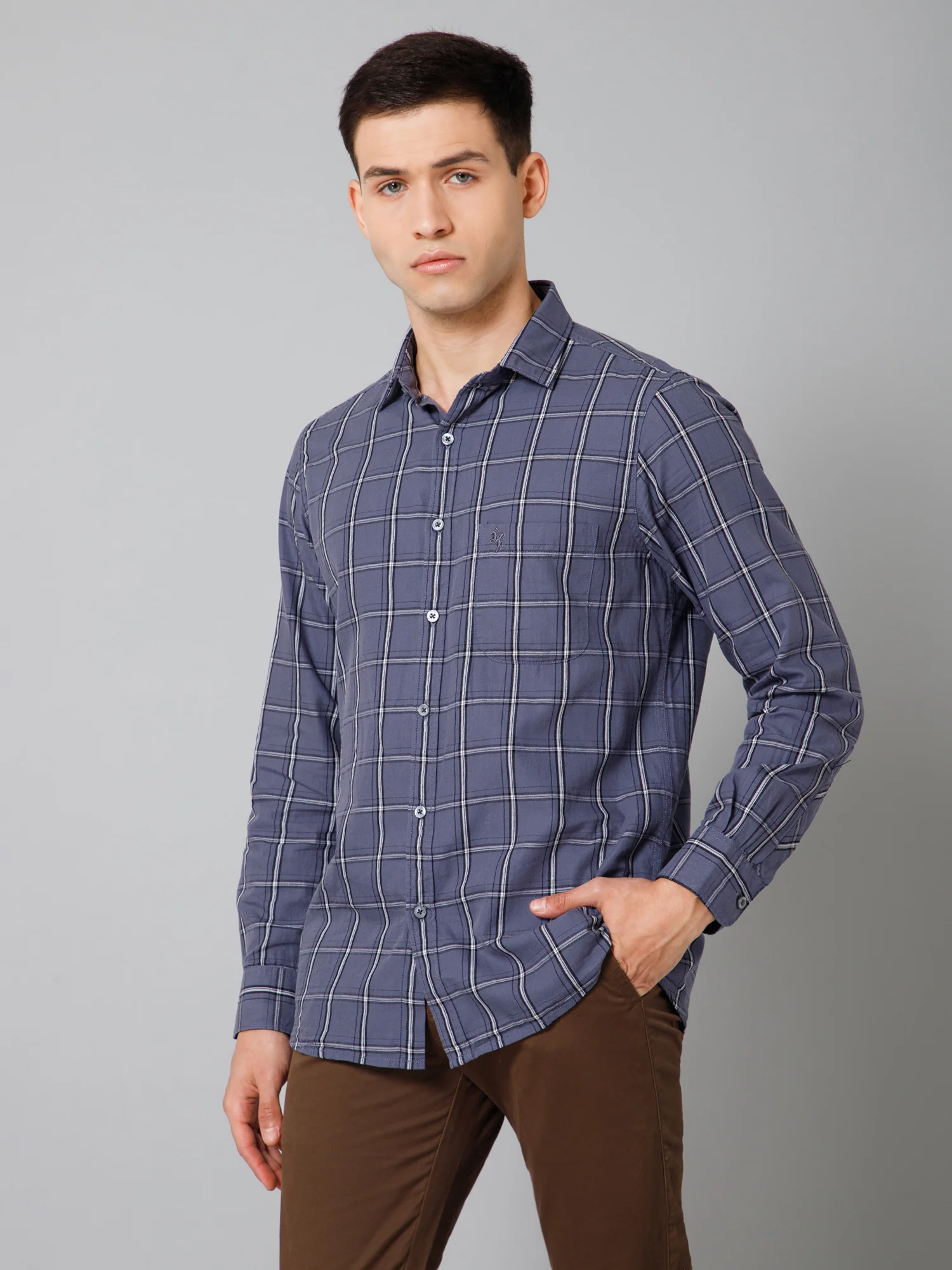 Casual Shirt for Men | Breathable & Soft with Color Fastness Regular Fit Spread Collar Neck Cotton Fabric Checkered Pattern - Image 2