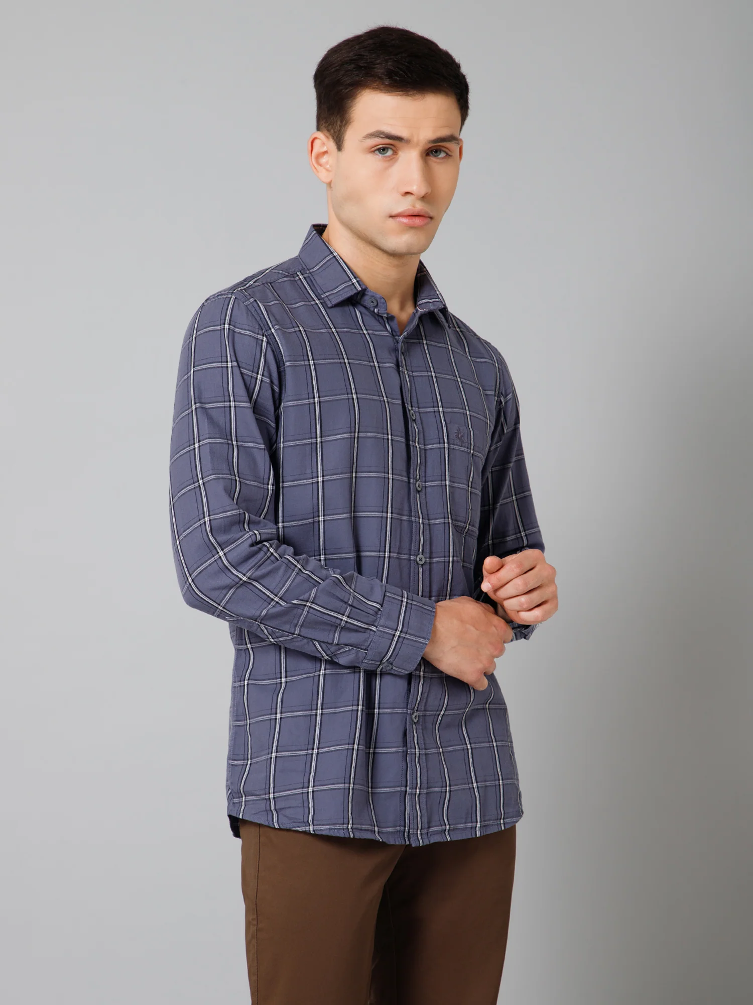 Casual Shirt for Men | Breathable & Soft with Color Fastness Regular Fit Spread Collar Neck Cotton Fabric Checkered Pattern - Image 3