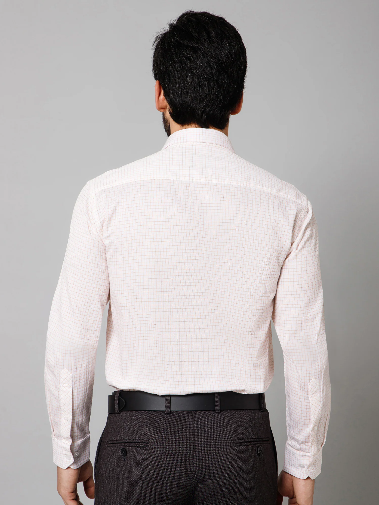 Men's Mustard Formal Small Checks Full Sleeve Shirt - Image 4