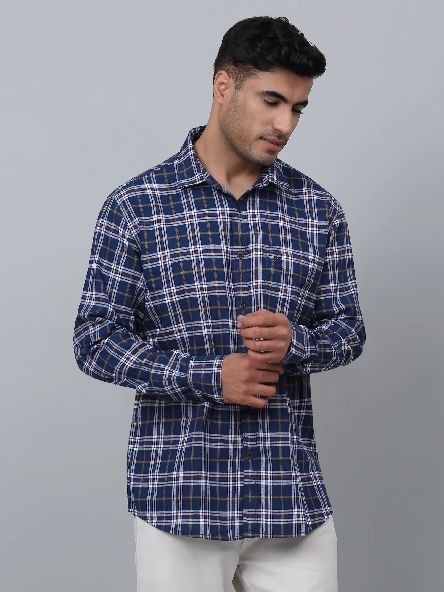 Casual Shirt for Men | Breathable & Soft with Color Fastness Regular Fit Spread Collar Neck Cotton Fabric Checkered Pattern