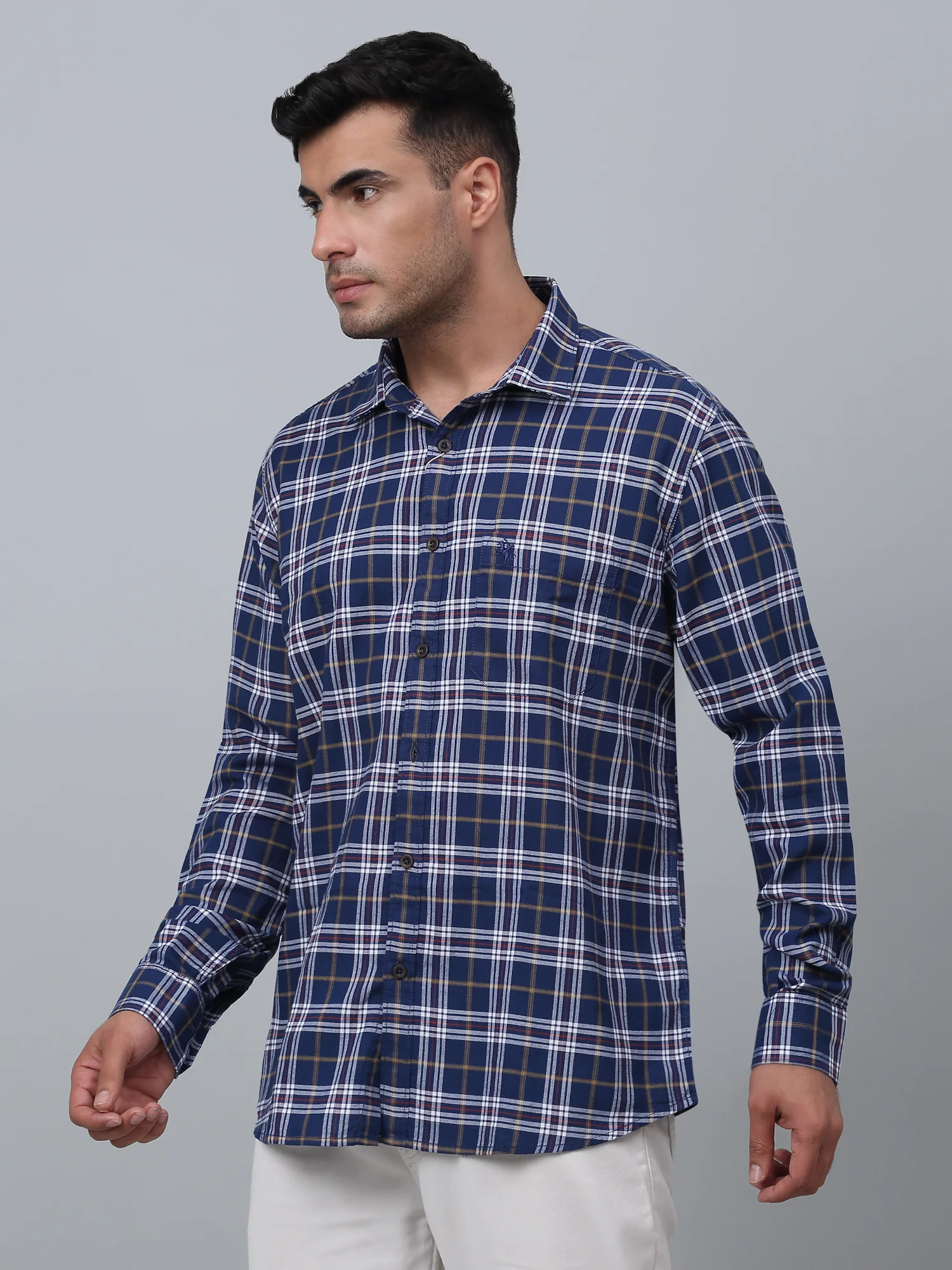Casual Shirt for Men | Breathable & Soft with Color Fastness Regular Fit Spread Collar Neck Cotton Fabric Checkered Pattern - Image 2
